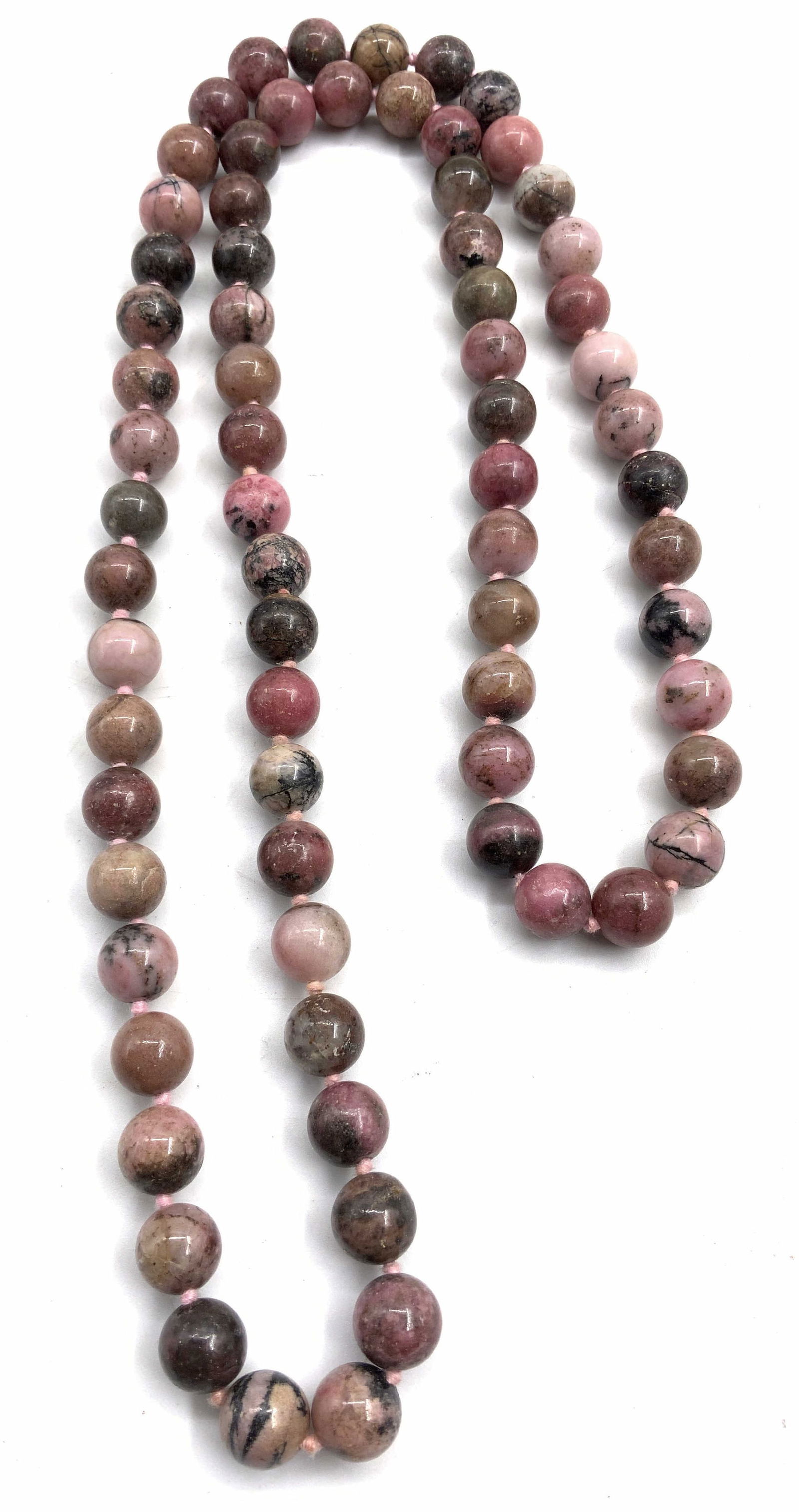 Rhodonite Pink Mauve Natural Stone Bead Necklace (1 of 6)