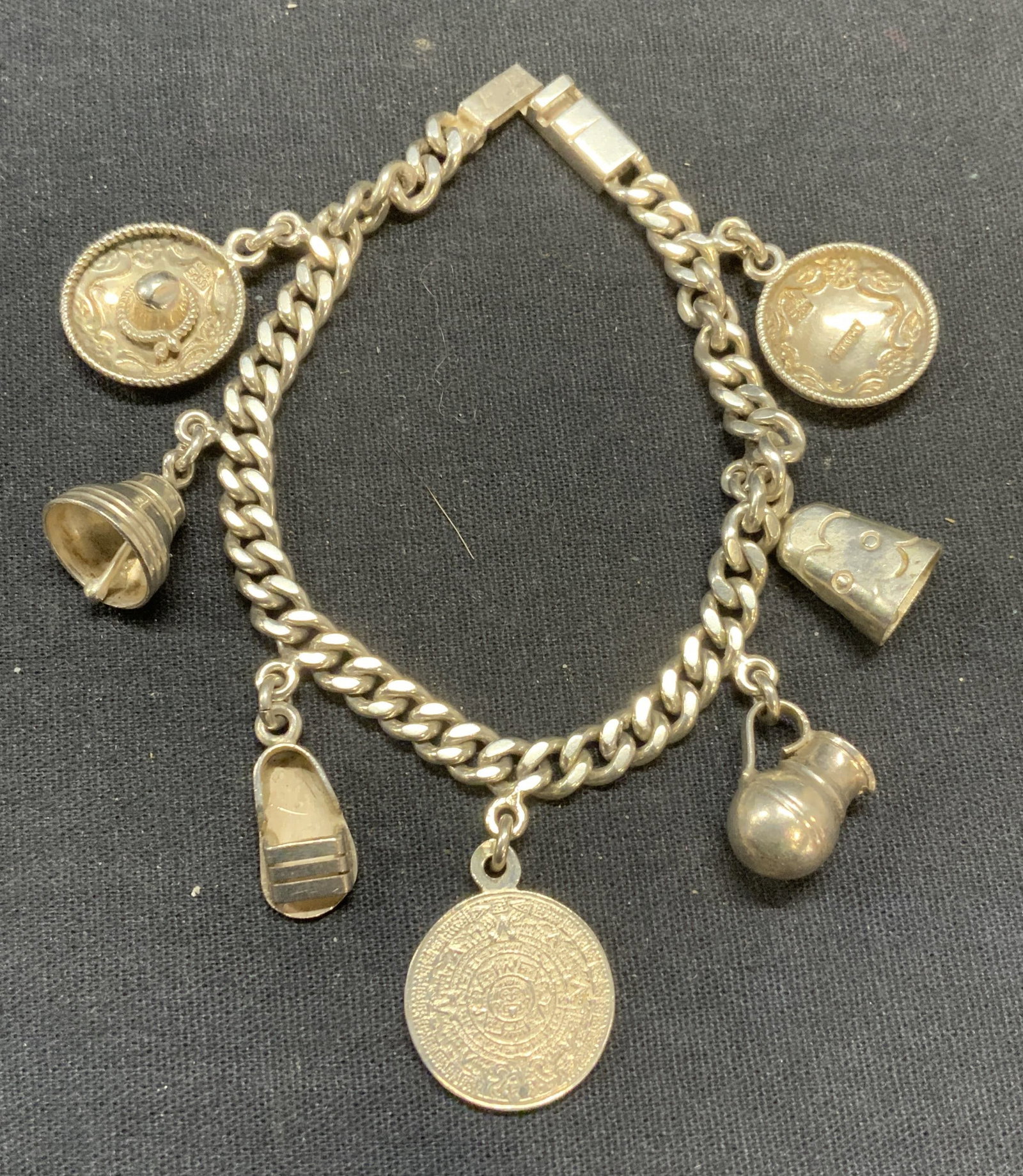 Vintage Sterling Silver Charm Bracelet, Mexico (1 of 7)