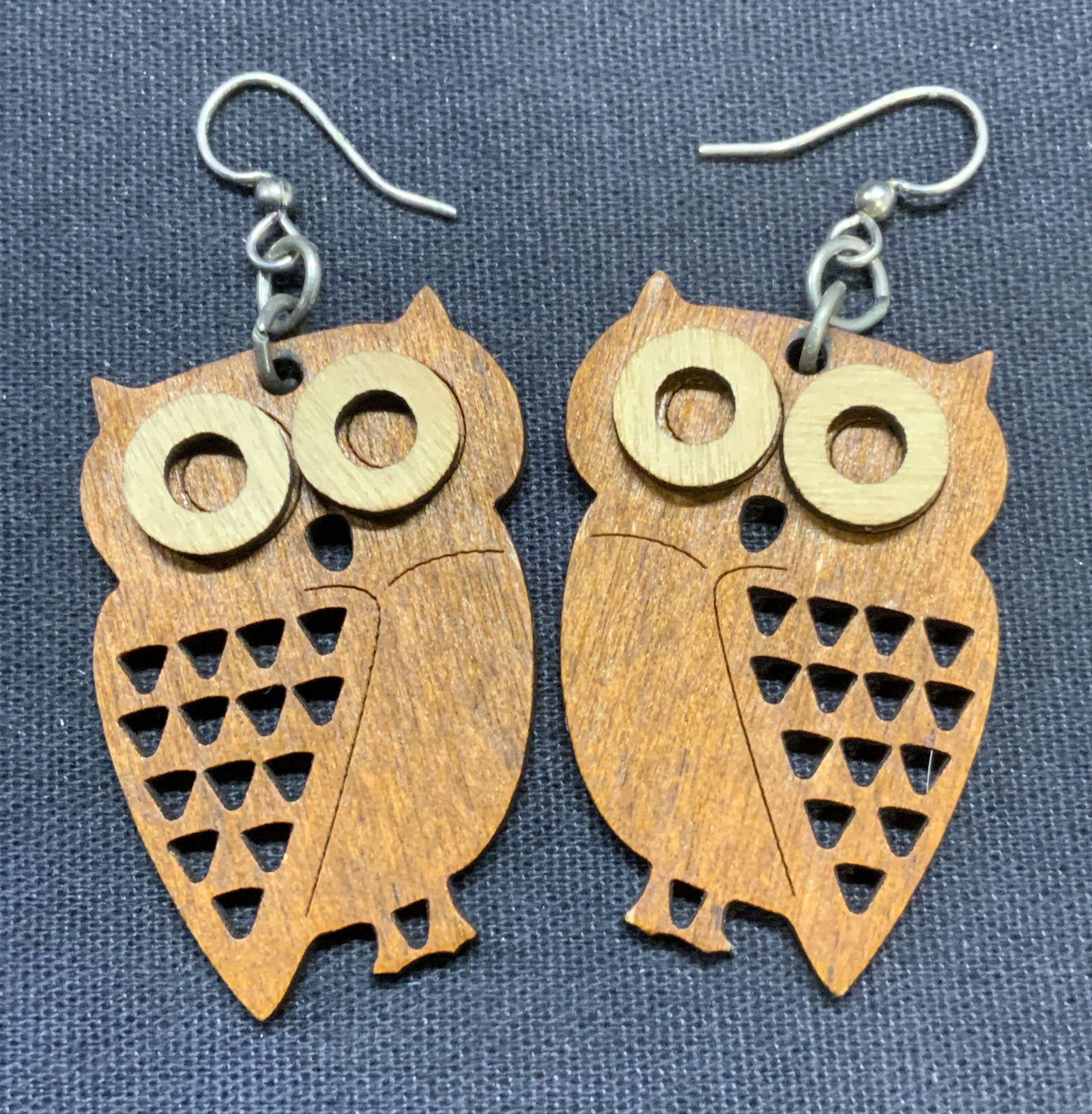 Handmade Wood Owl Dangle Earrings (1 of 6)