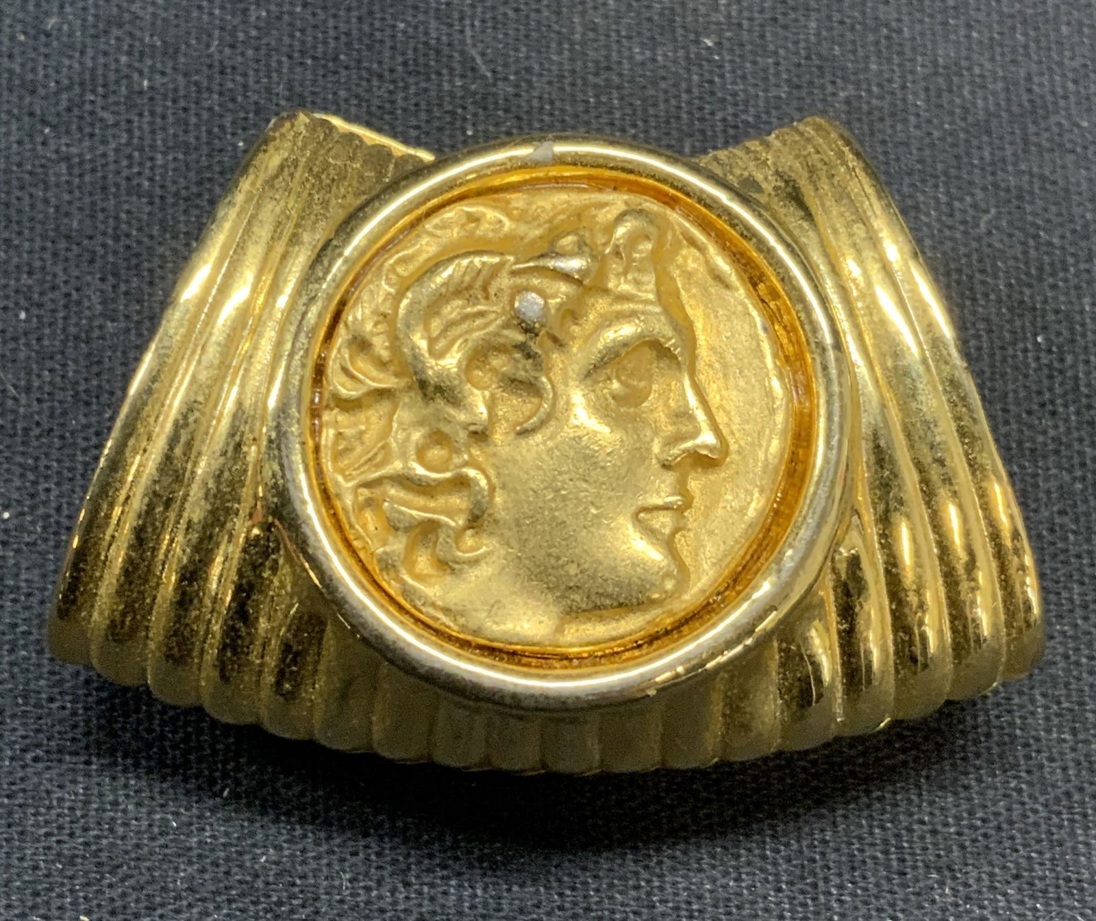 Gold Tone Roman Head Pendant (1 of 6)