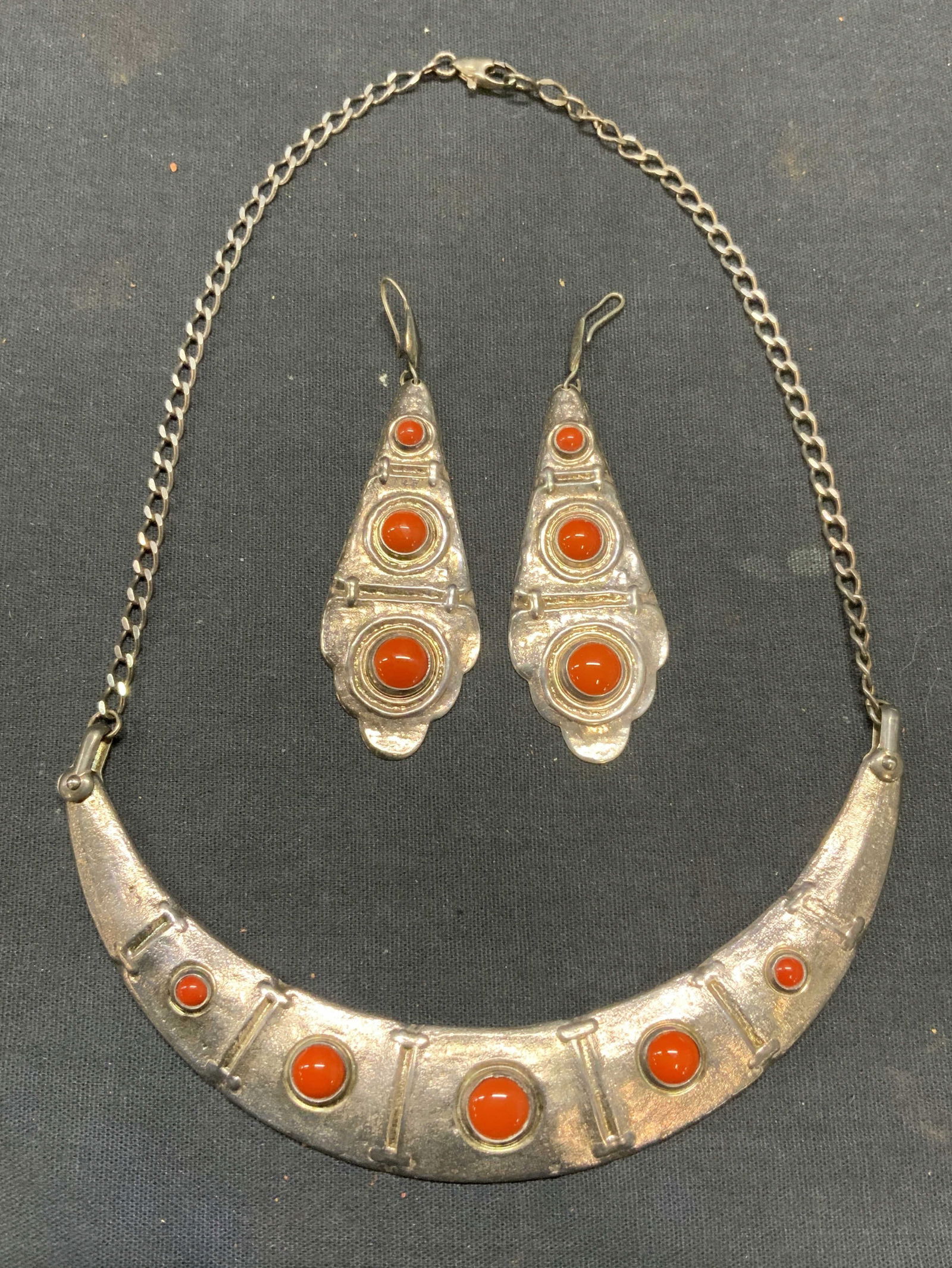 2 Signed Sterling Silver Red Necklace & Earrings (1 of 8)