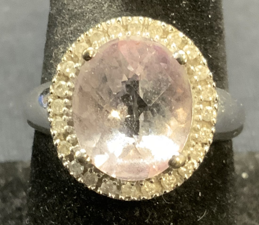 WLC 14K White Gold Pink Topaz & Diamond Ring (1 of 7)