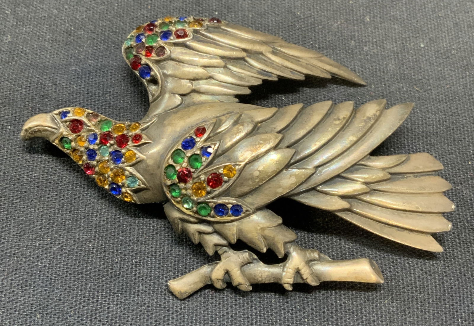 Vintage Silver Tone Crystal Eagle Brooch (1 of 6)