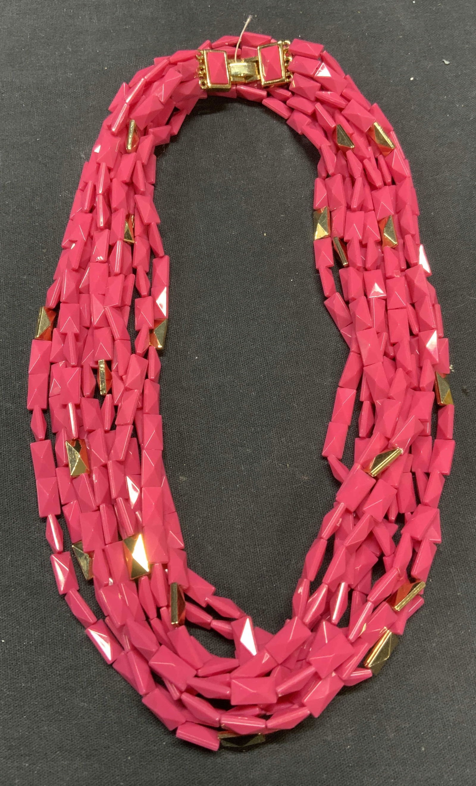 Kate Spade Gold Tone Pink Beaded Necklace (1 of 8)