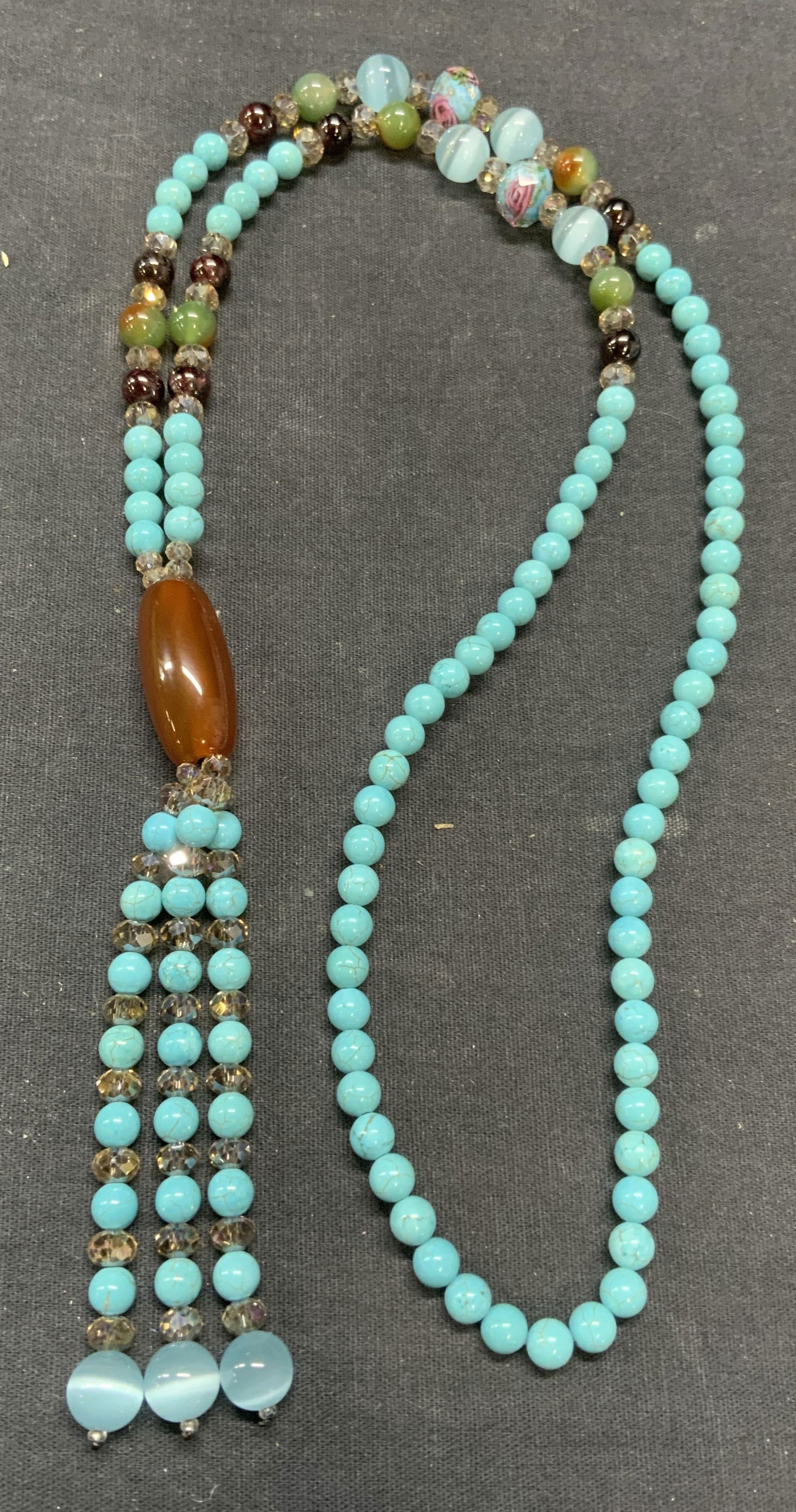 Turquoise & Glass Crystal Beaded Necklace (1 of 6)