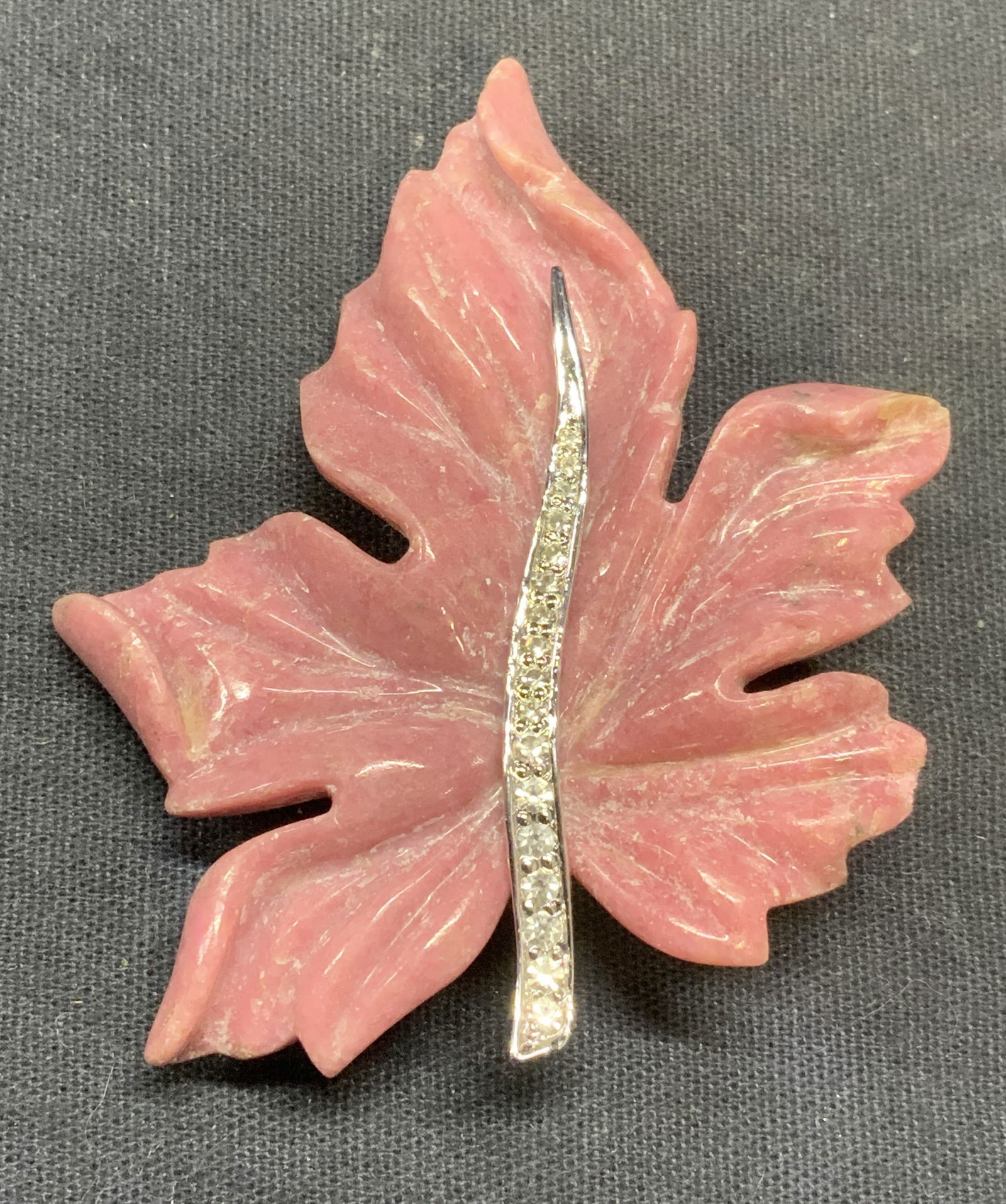 Vtg Judith Leiber Pink Crystal Leaf Brooch (1 of 7)
