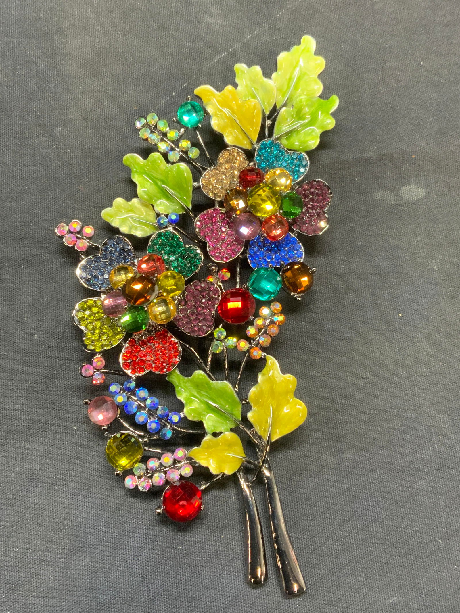 XL Enamel Crystal Flower Brooch, 6.75 Inches (1 of 8)