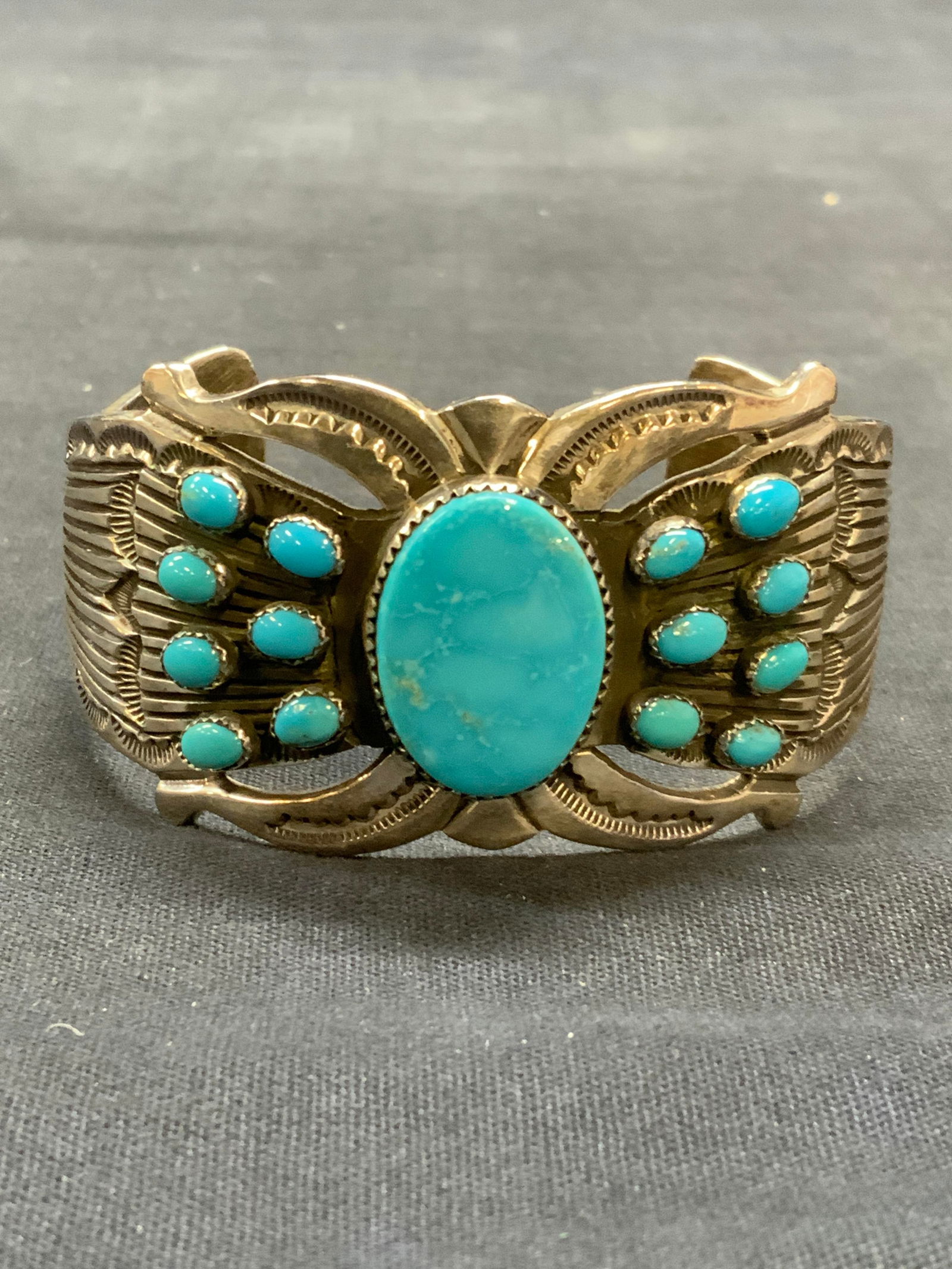 Martinez Navajo Sterling Silver Turquoise Bracelet (1 of 6)