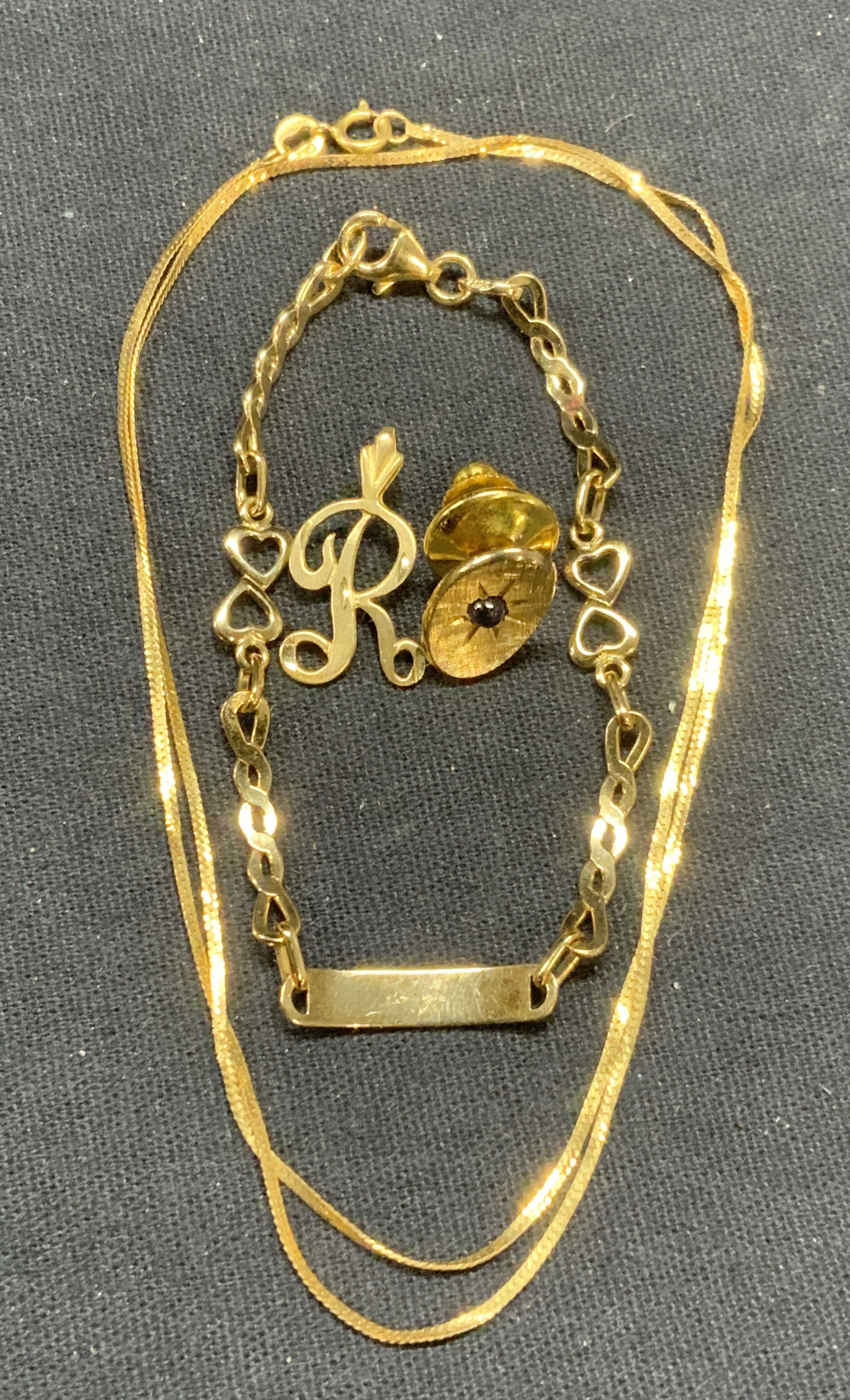 Lot 4 14k Gold Necklace, Pin, Pendant, More (1 of 9)