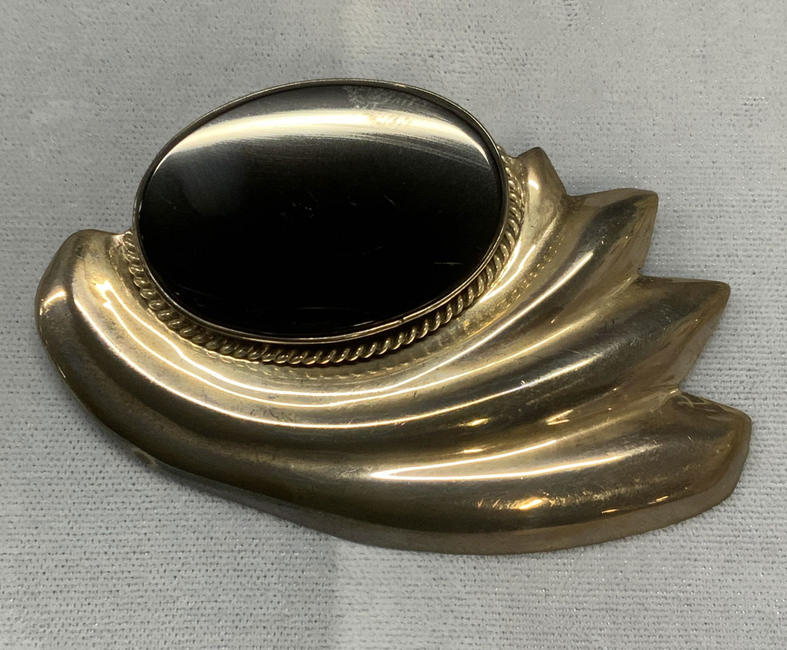 Vintage Sterling Silver Black Glass Brooch Mexico (1 of 6)