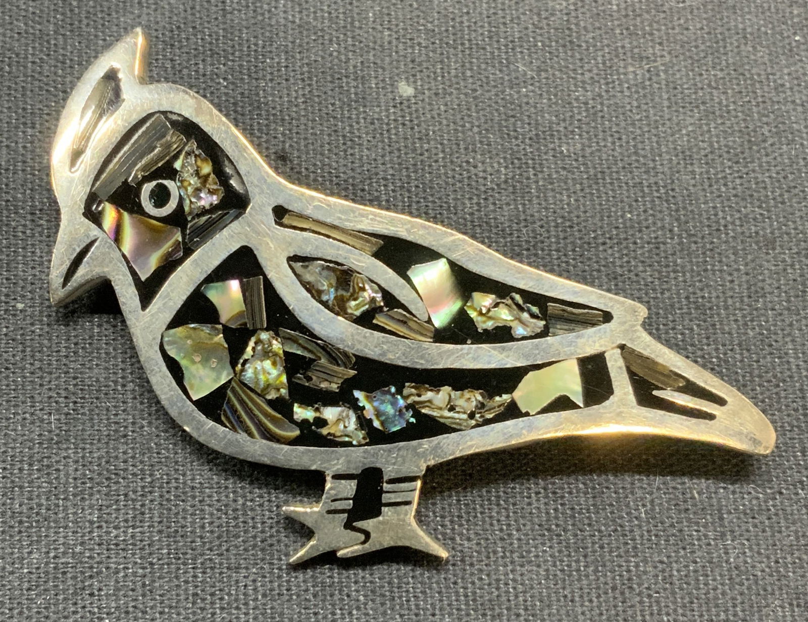 Sterling Silver Abalone Bird Brooch, Mexico (1 of 6)