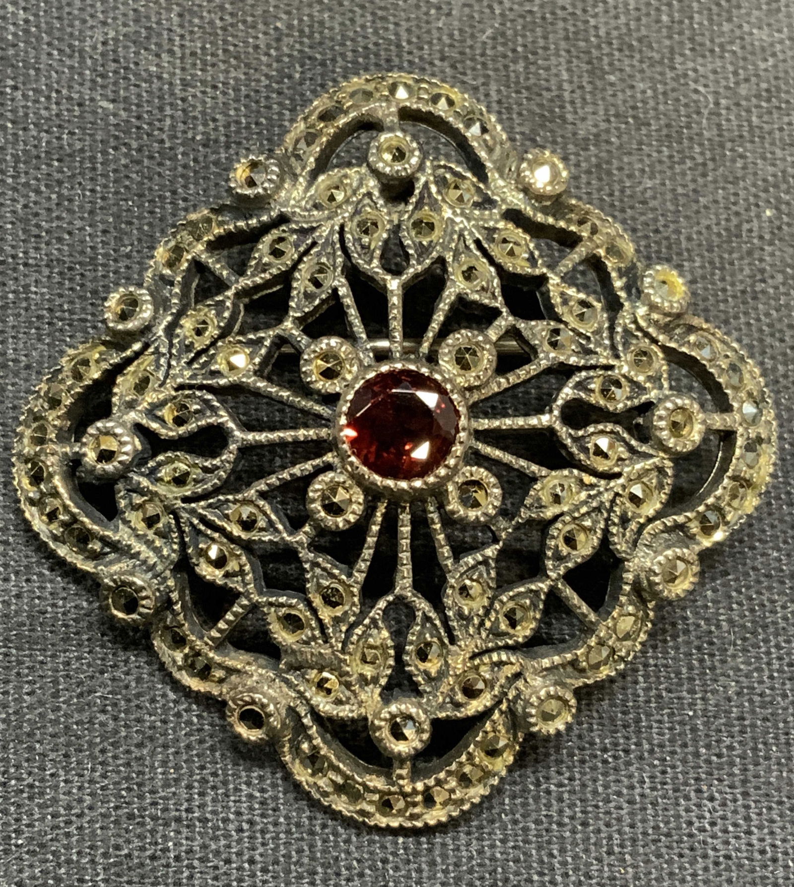 Vintage JJ Sterling Silver & Garnet Brooch (1 of 7)