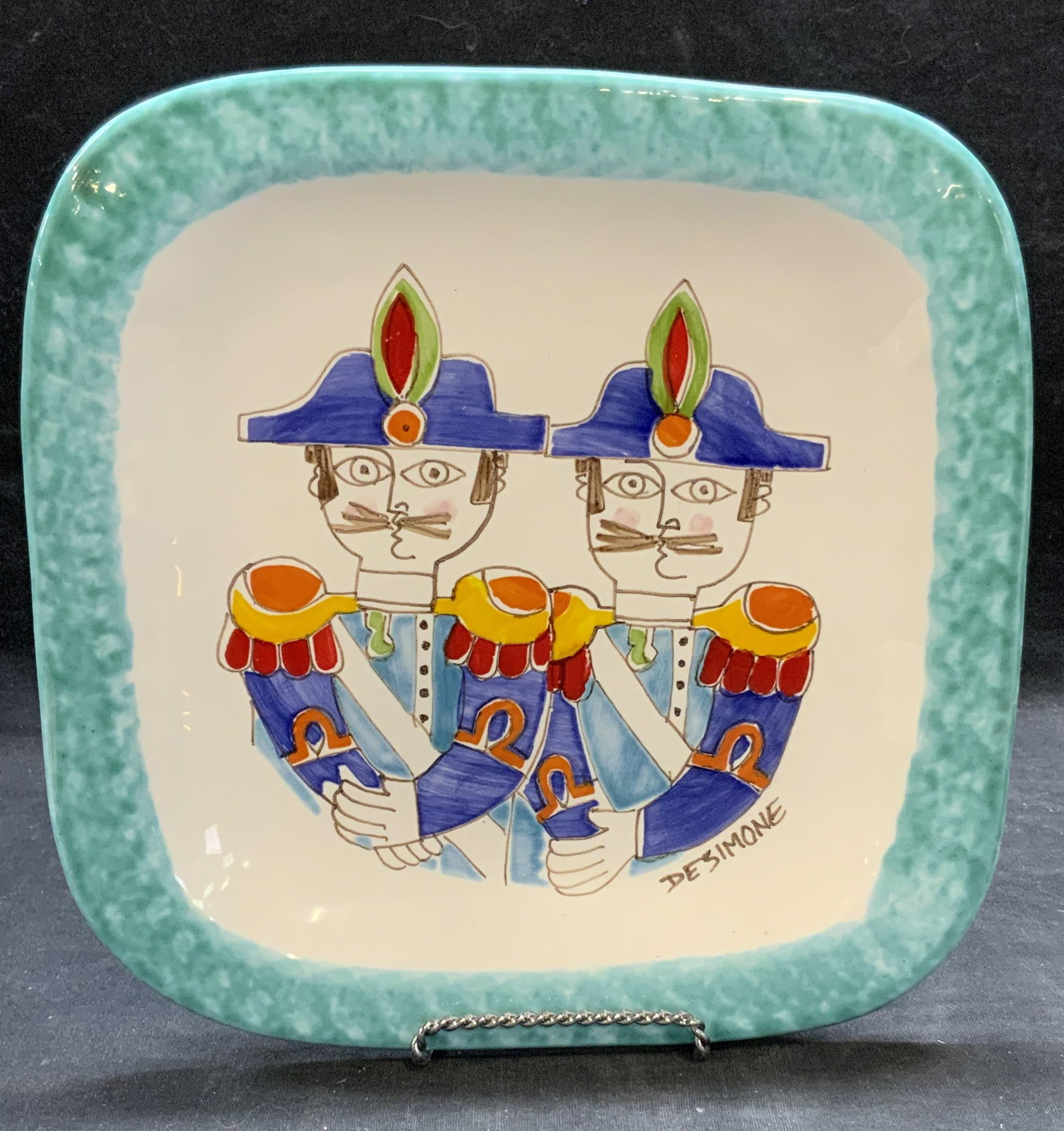 Vtg DeSimone Ceramic Figural Plate, Italy (1 of 6)