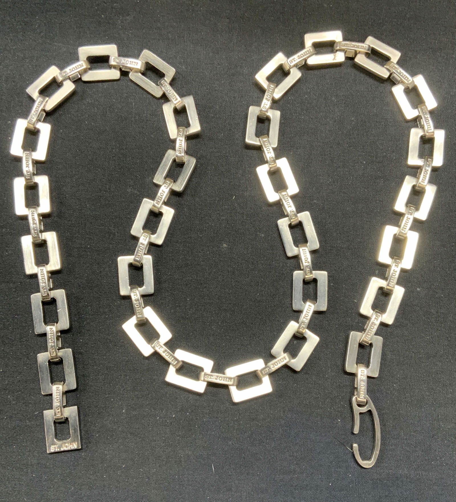 St John Silver Tone Square Chain Link Belt (1 of 6)