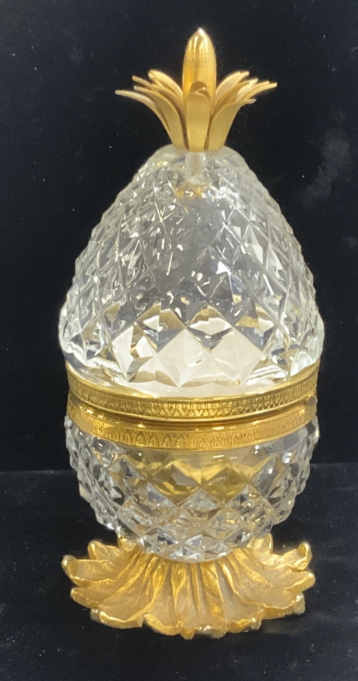 Crystal and Gilt Brass Hinged Pineapple Ink Well (1 of 9)
