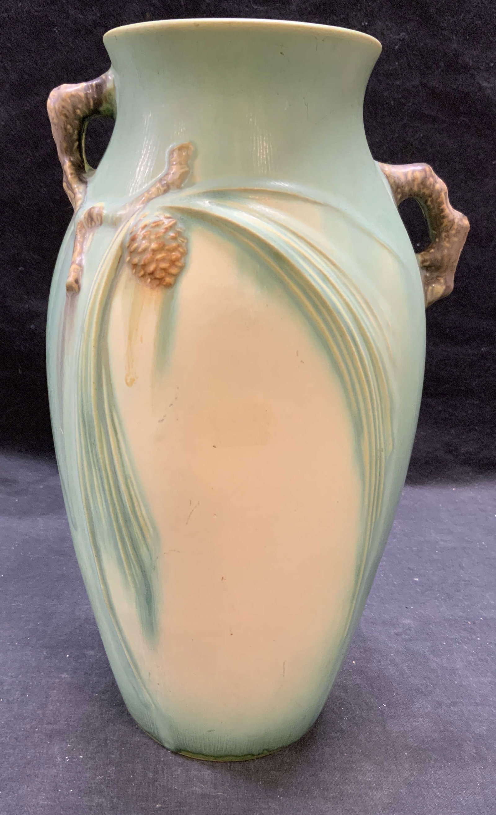 Vintage Roseville Green Pinecone Vase, 12.5 In (1 of 6)