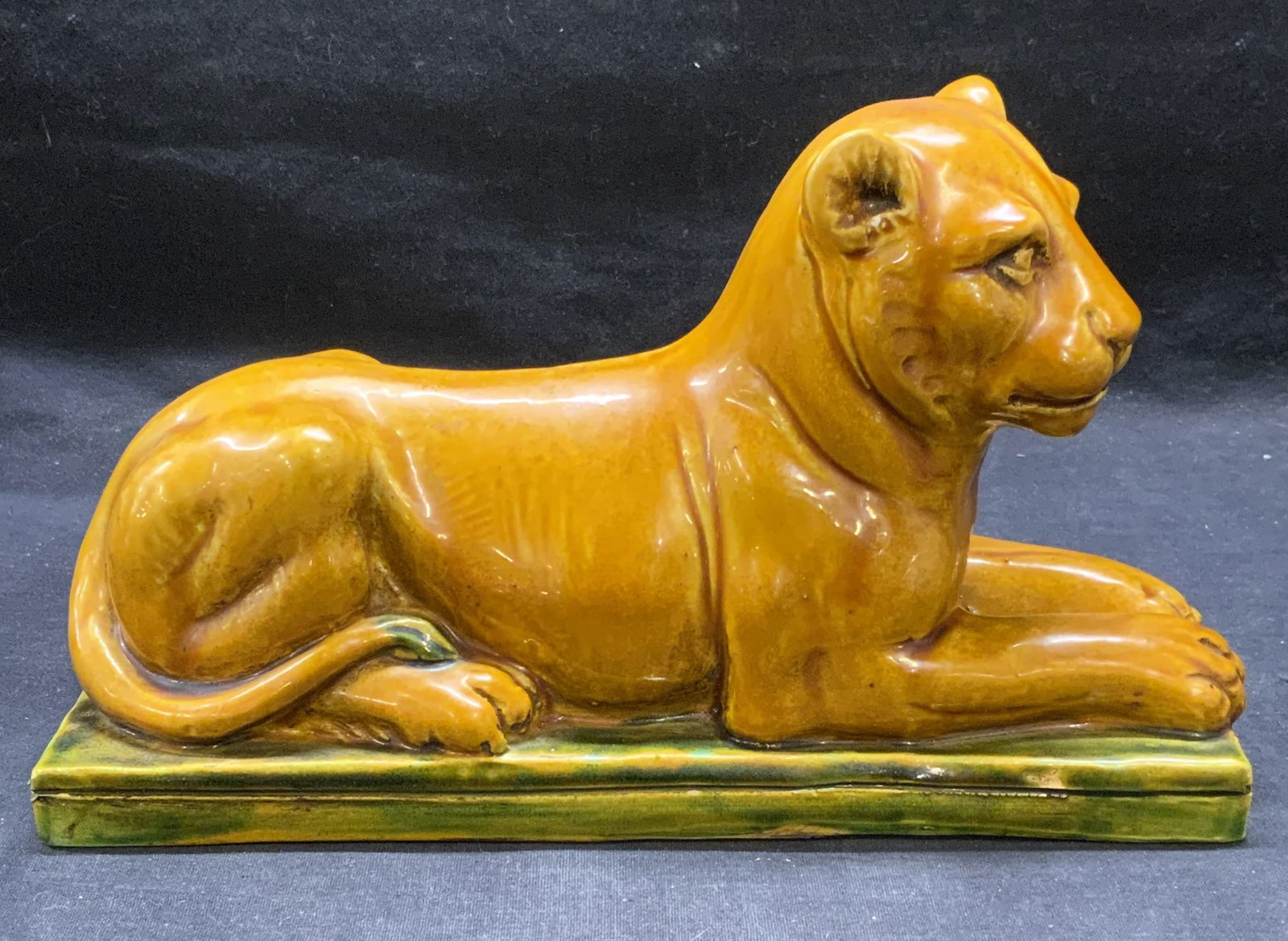 Vintage AB Ceramic Majolica Lion Figural, Italy (1 of 6)