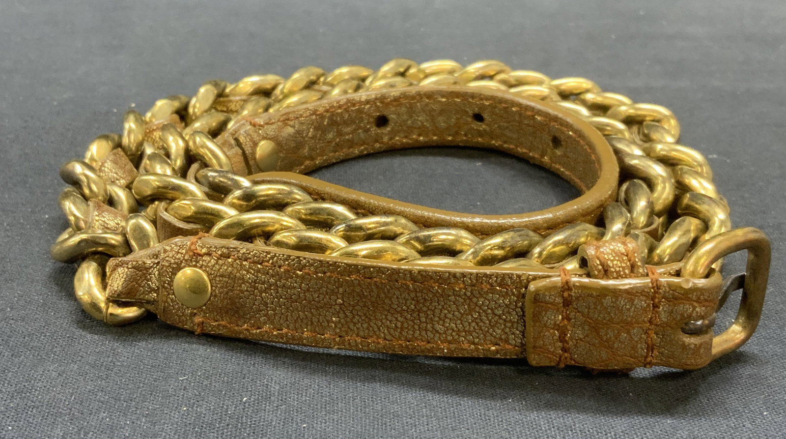 MIU MIU Metallic Bronze Leather Chain Belt (1 of 8)