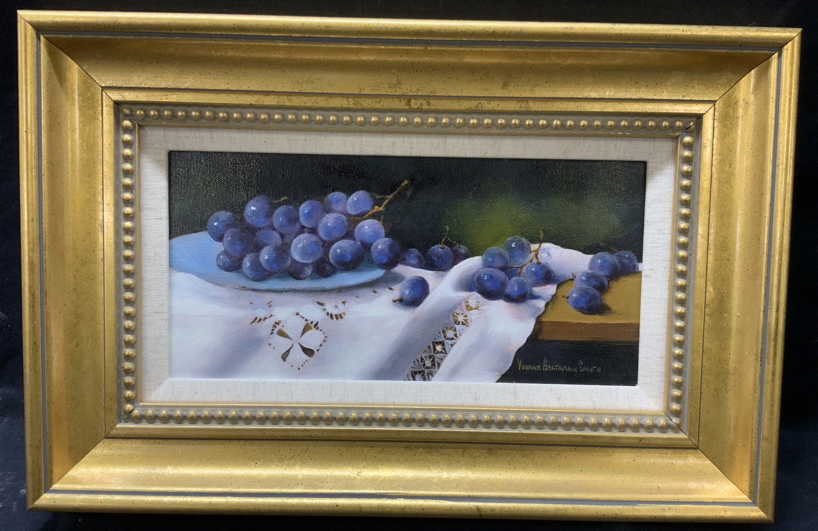 Yvonne Hartmann Smith Sgd Blue Grapes Oil Painting (1 of 11)