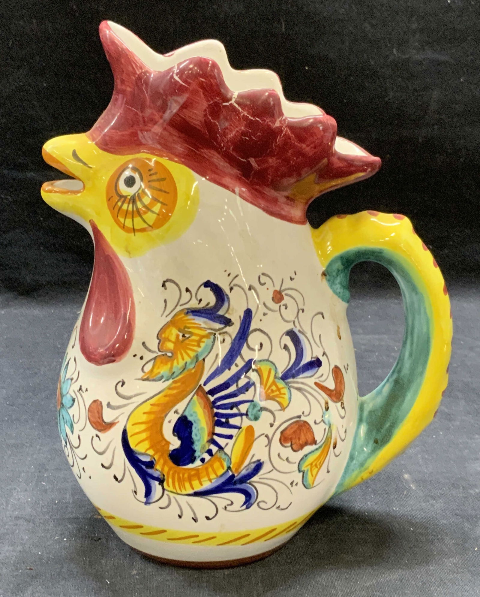 Imported Italian Ceramic Rooster Pitcher (1 of 6)