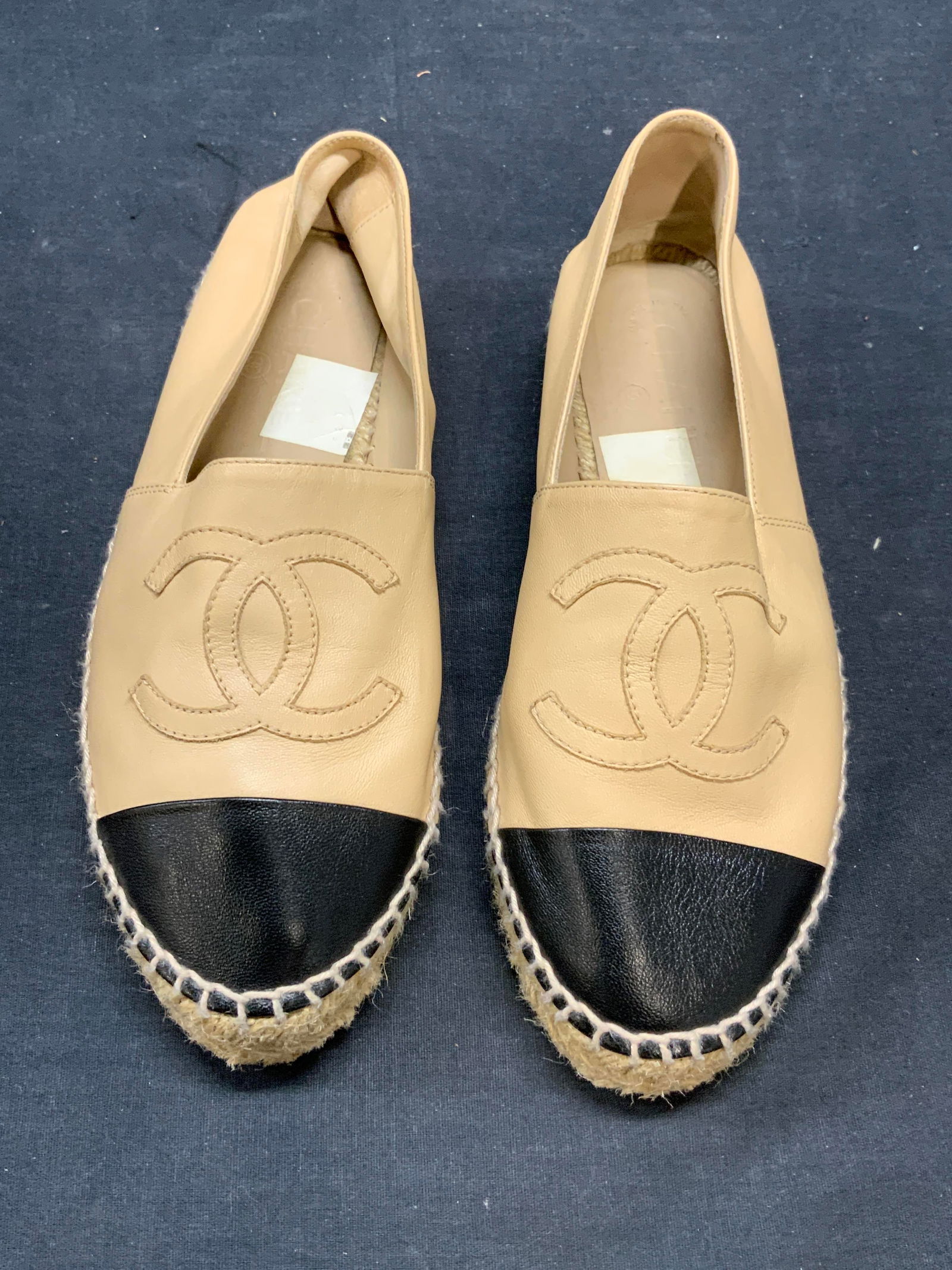 Chanel Tan & Black Leather Espadrille Flats, Spain (1 of 8)