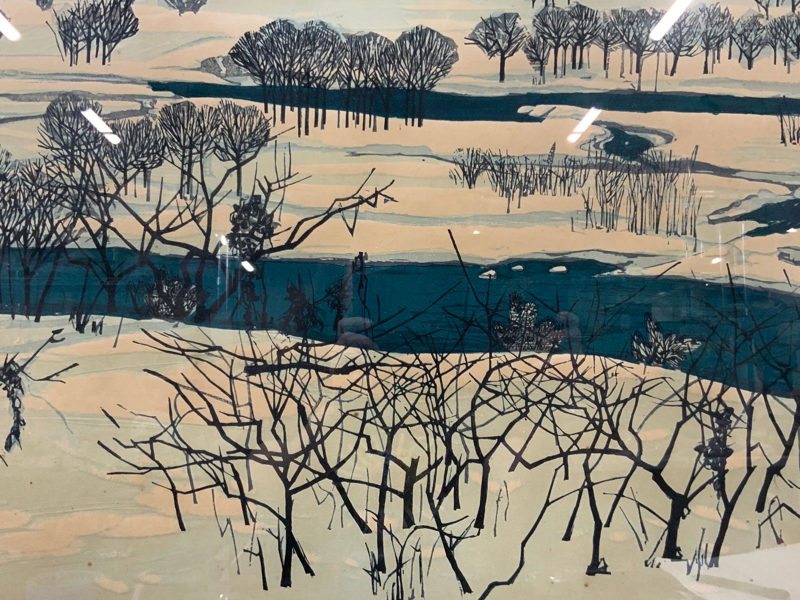 Fumio Kitaoka Sgd Snowy River Scene Block Print (1 of 11)