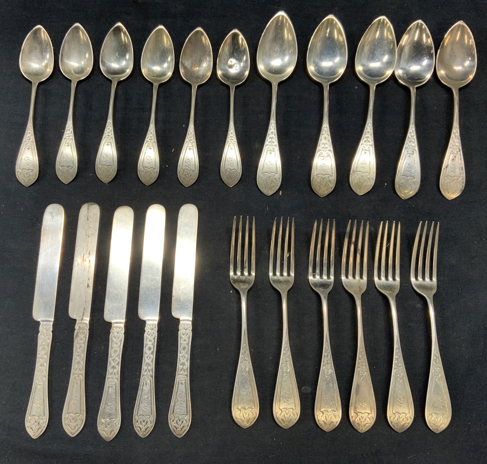 Set 22 Vintage Ball Black Sterling Silverware (1 of 8)