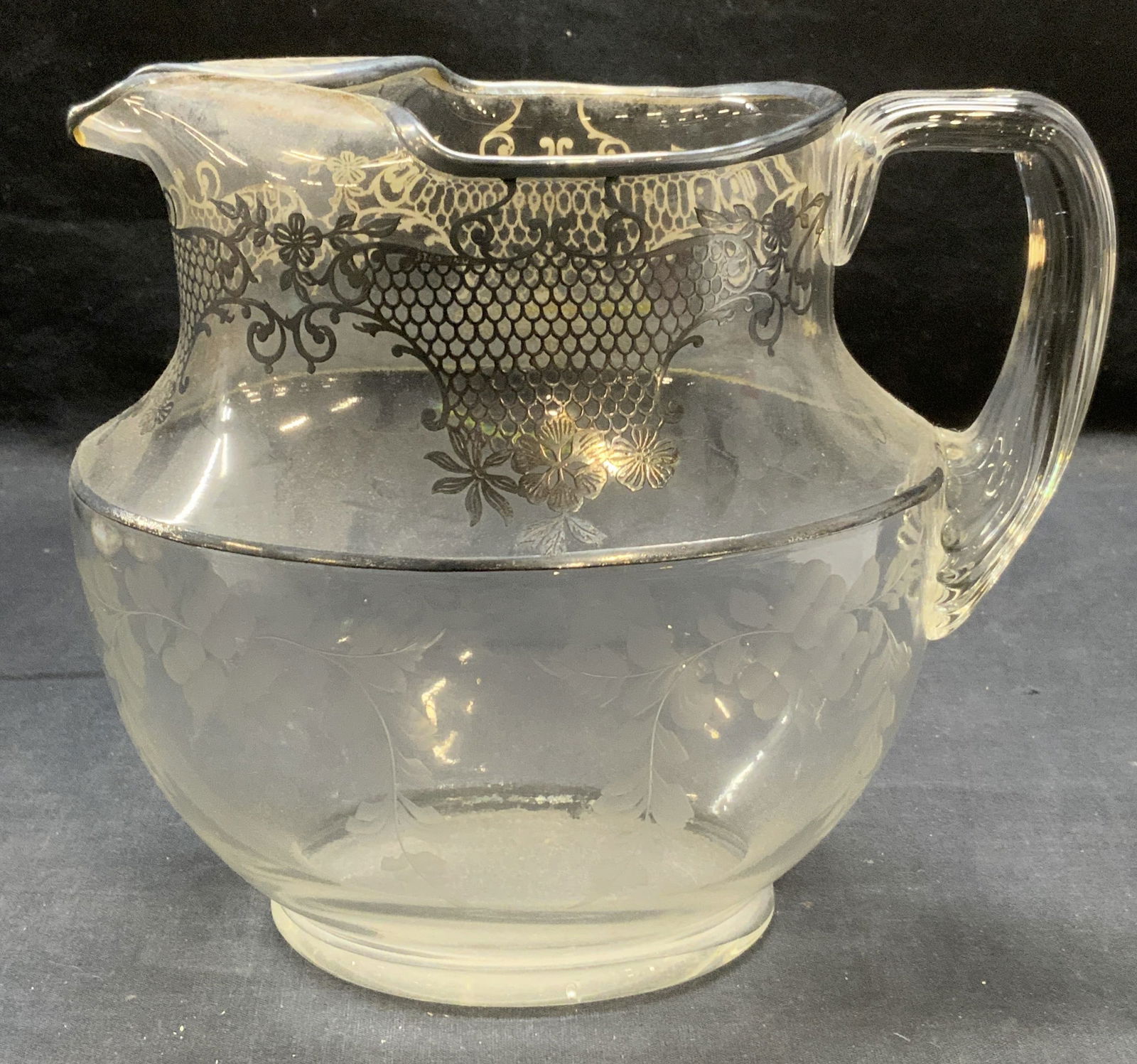 Vintage Sterling Silver Overlay Glass Pitcher (1 of 8)