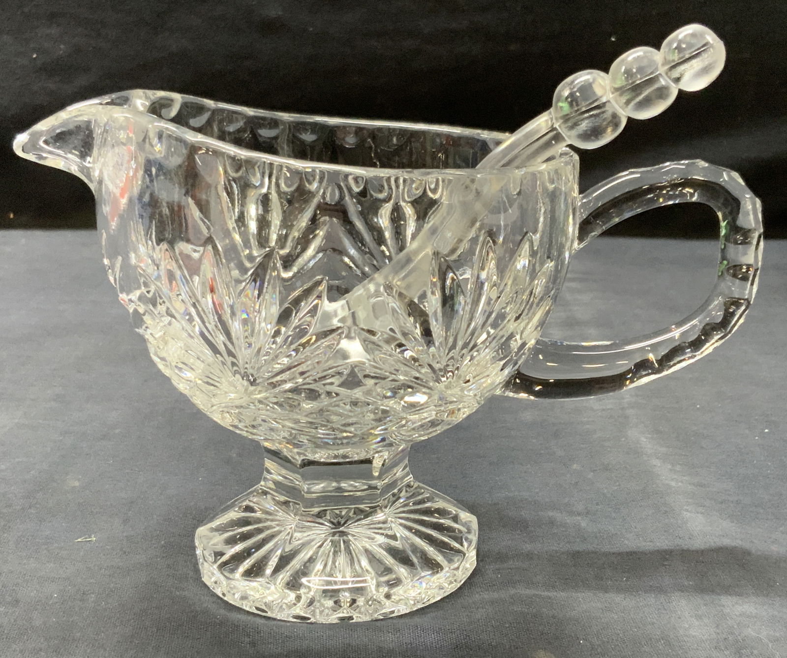 Cut Crystal Footed Pitcher W Spoon (1 of 8)