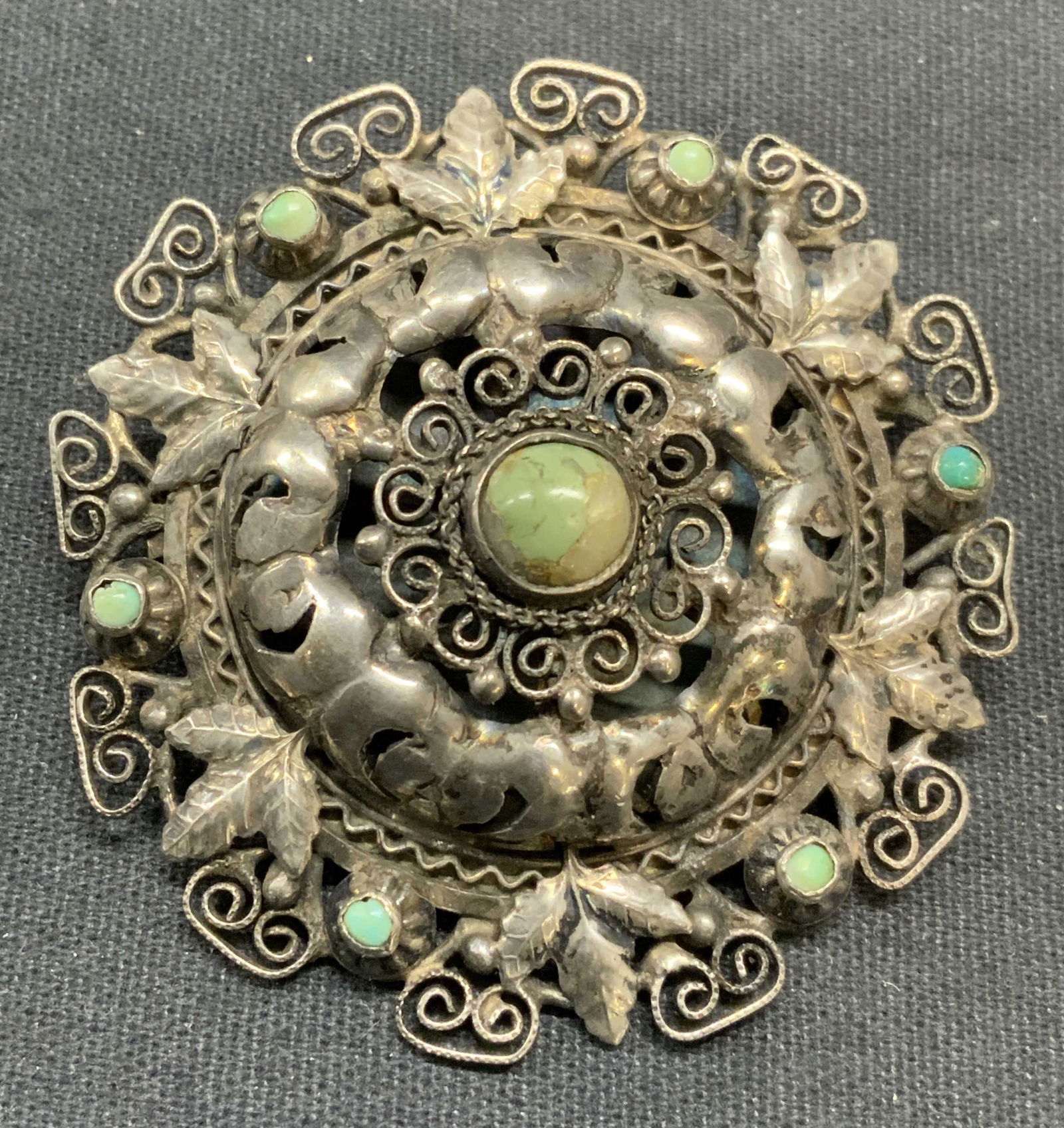 Vintage Sgn 800 Silver & Blue Stone Brooch (1 of 7)