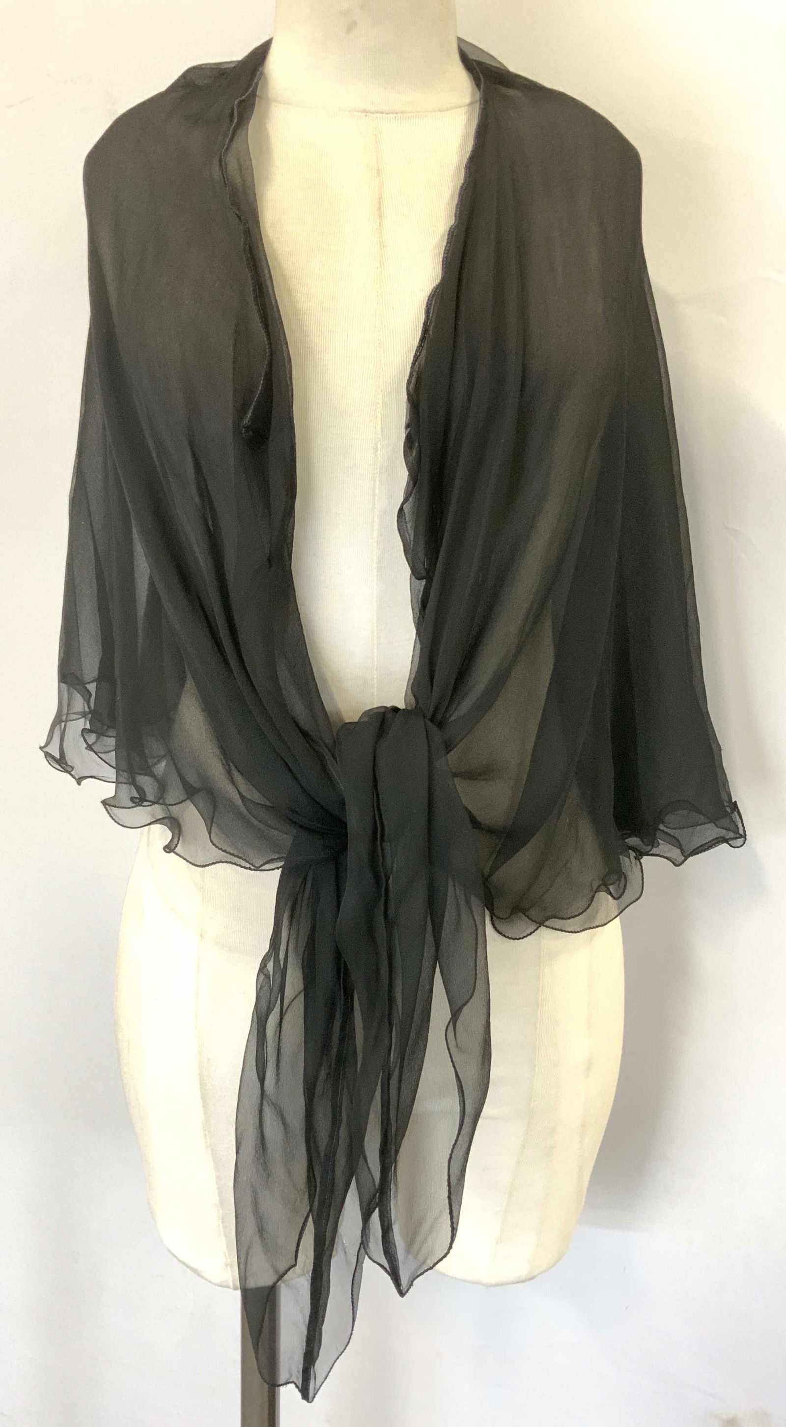 Black Sheer Silk Shawl/ Wrap (1 of 8)