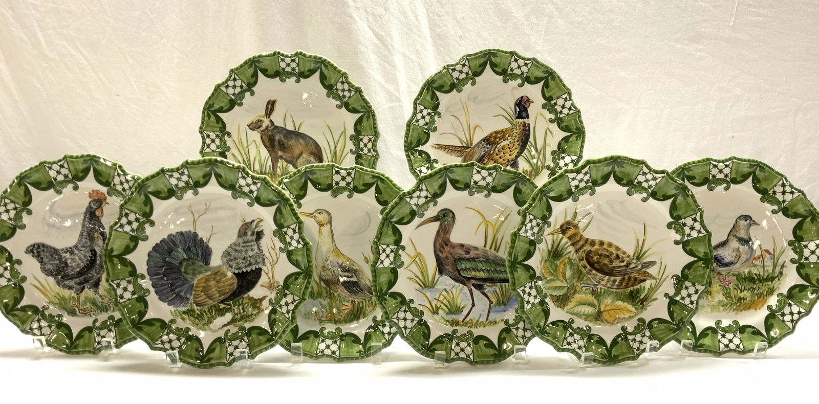 Set 8 Italian Ceramic Bird & Rabbit Plates, Italy (1 of 13)