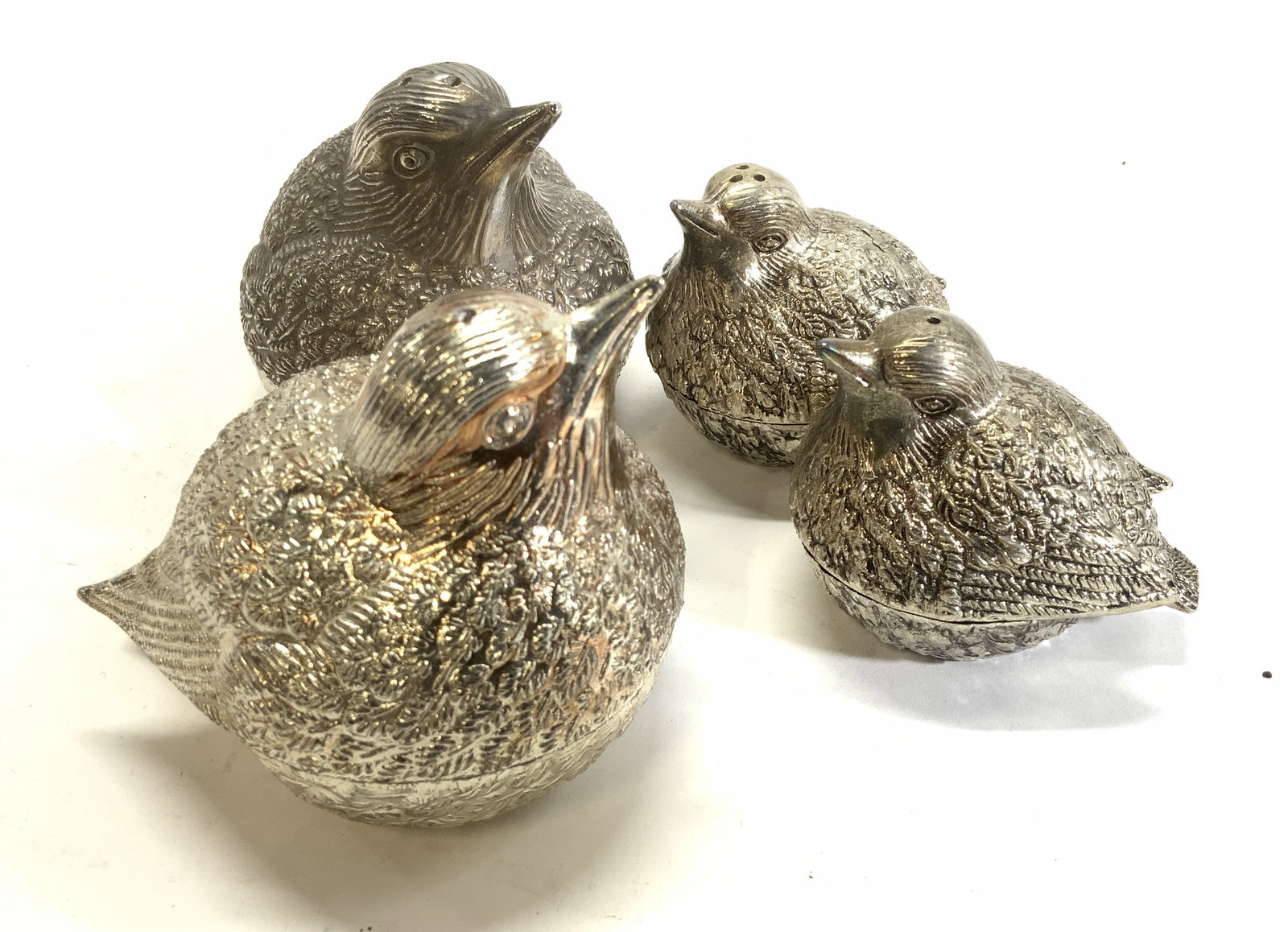 Set 4 Silver Plate Bird Salt & Pepper Shakers (1 of 6)