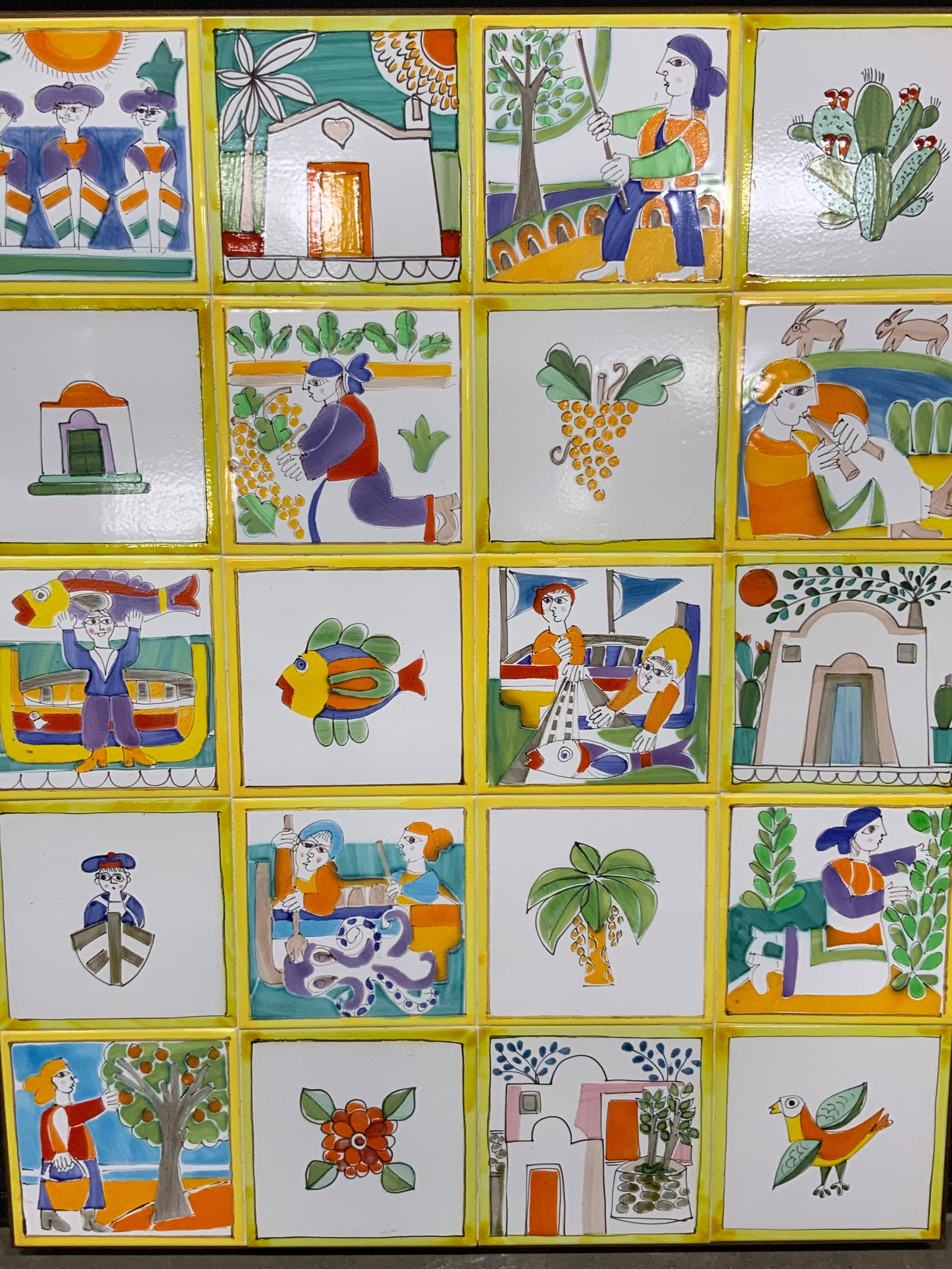 De Simone Style Folk Art Ceramic Tile Panel (1 of 10)