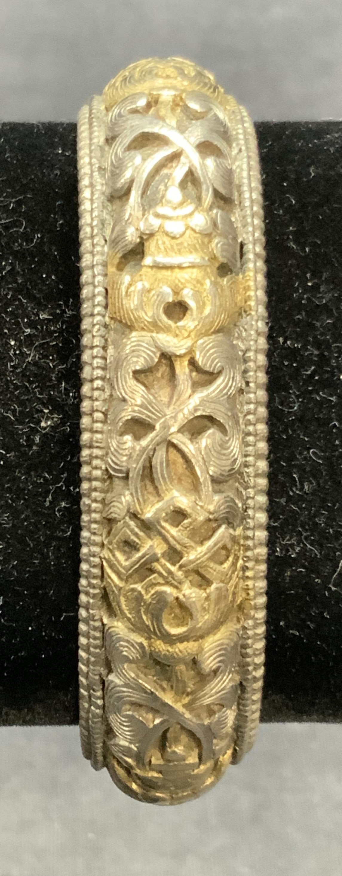 Vintage Sterling Silver Green Stone Cuff Bracelet (1 of 7)