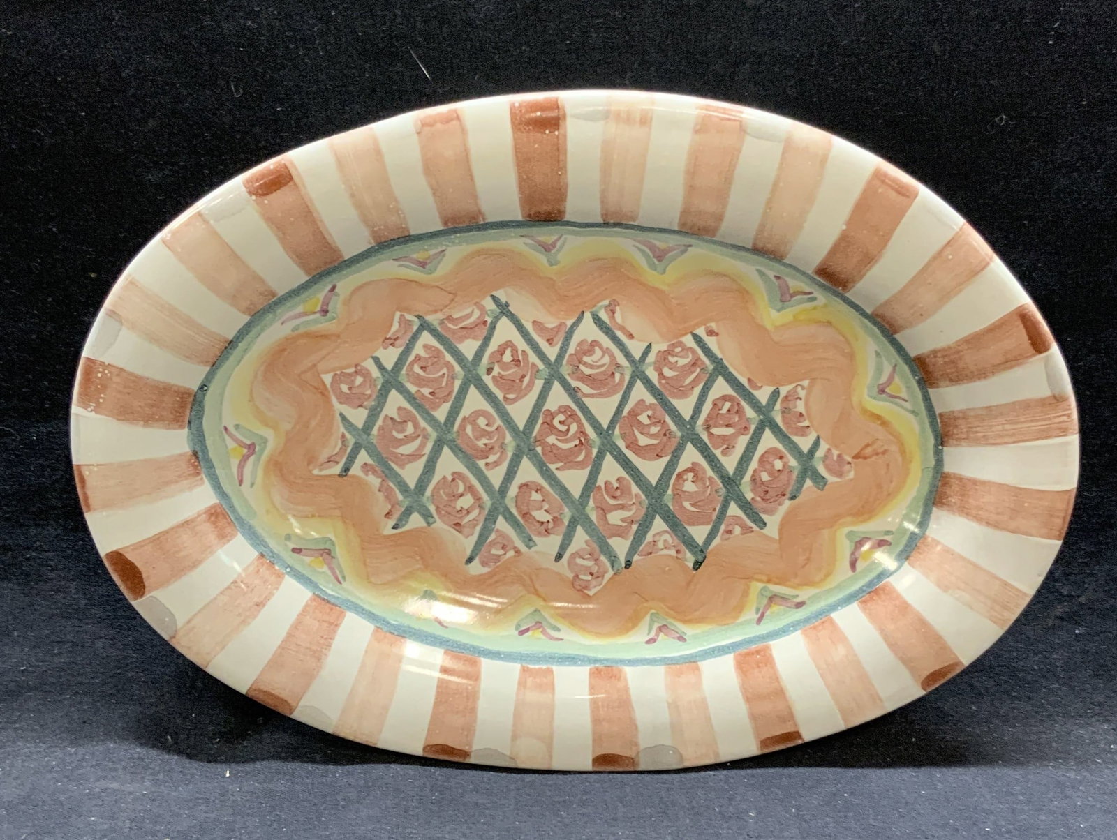Vtg Mackenzie Childs Floral Ceramic Oval Platter (1 of 7)