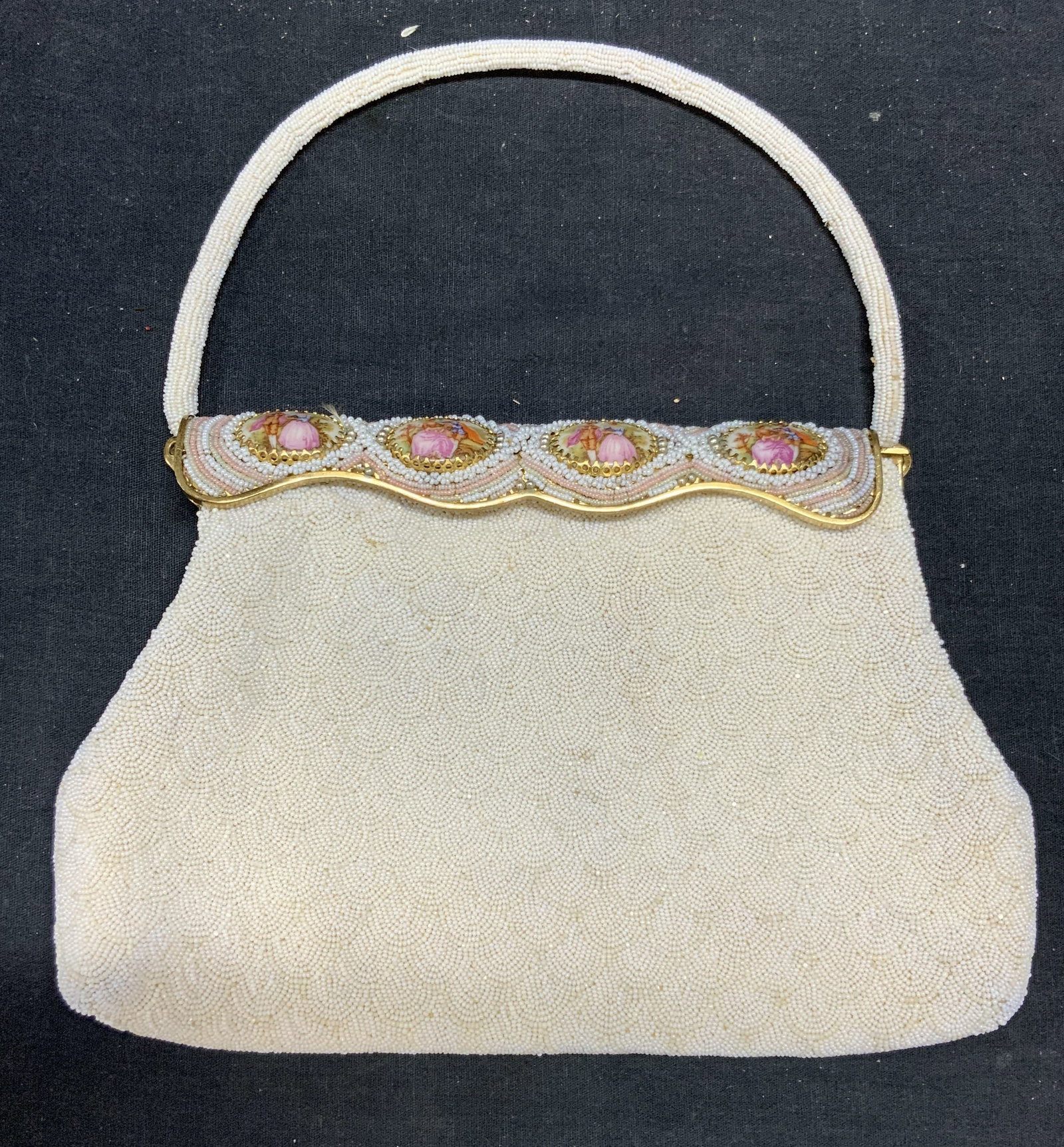 Vintage Walborg White Beaded Handbag, France (1 of 9)