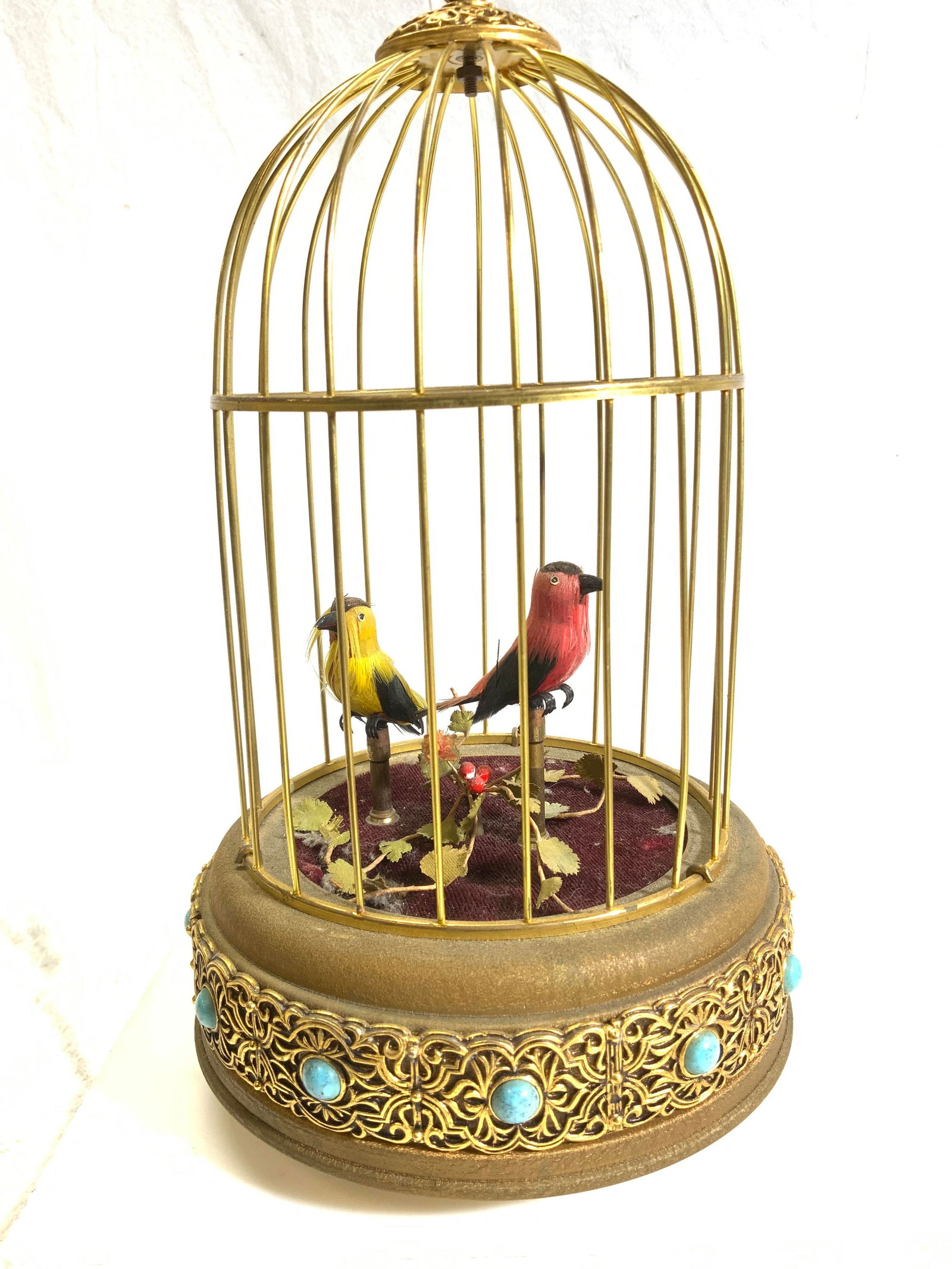 Hanging Gilt Brass Birdcage  Music Box (1 of 7)