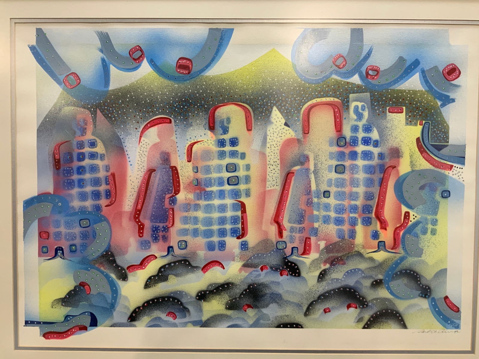Signed Abstract Cityscape Lithograph, 36in (1 of 6)