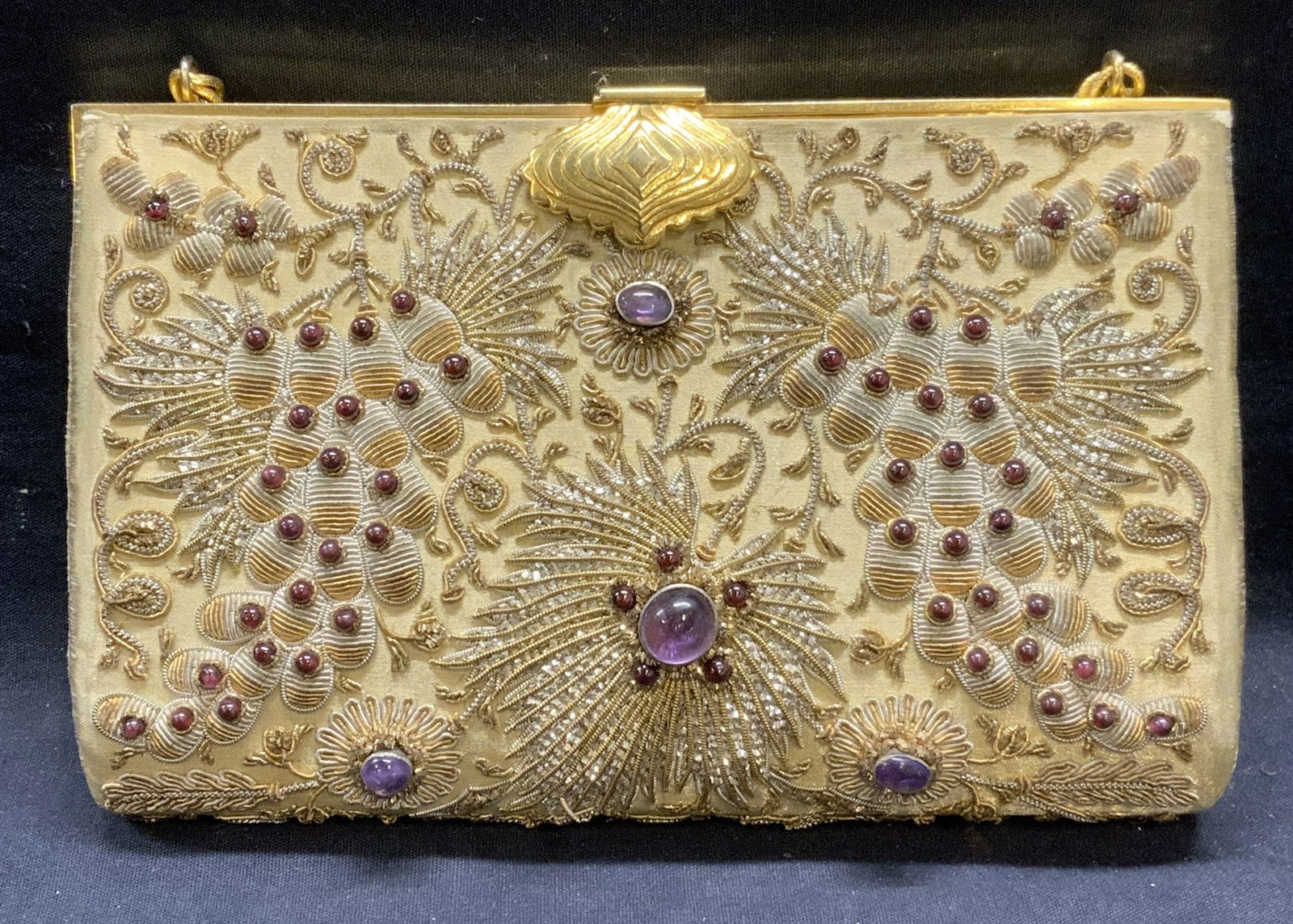 Vintage Handmade Gold Tn Embroidered Handbag India (1 of 10)