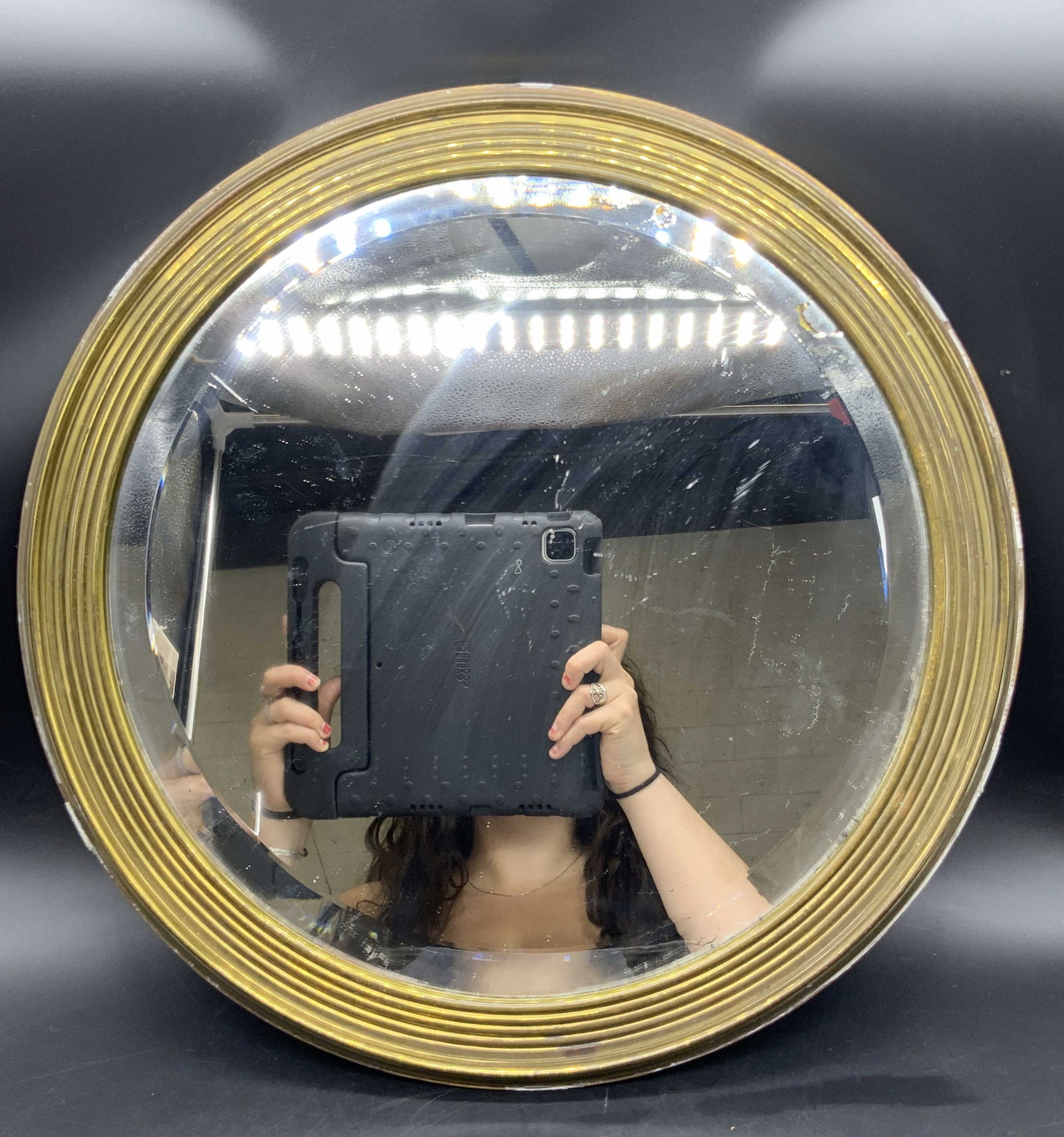 Vintage Gilt Metal Circular Wall Mirror (1 of 8)