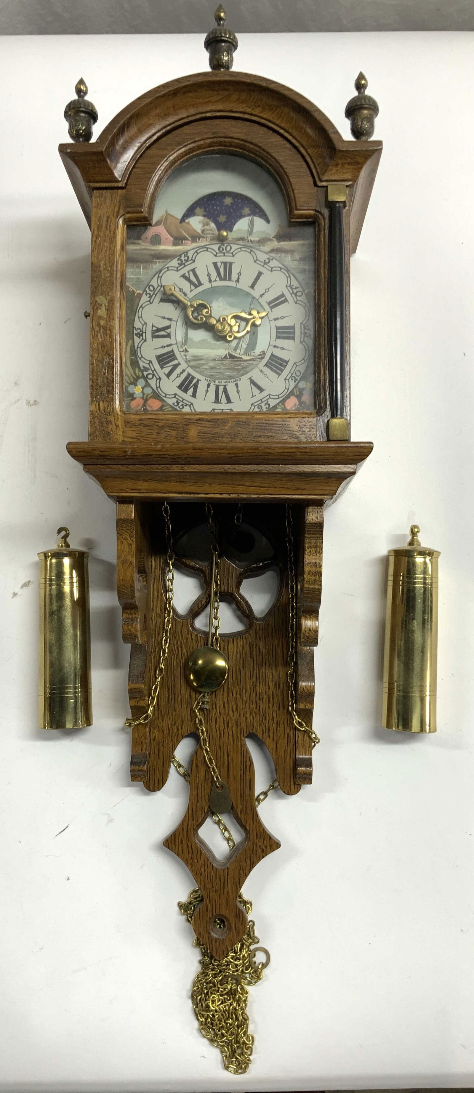 KIGA Vntg Dutch Wooden Pendulum Wall Clock 23in (1 of 9)
