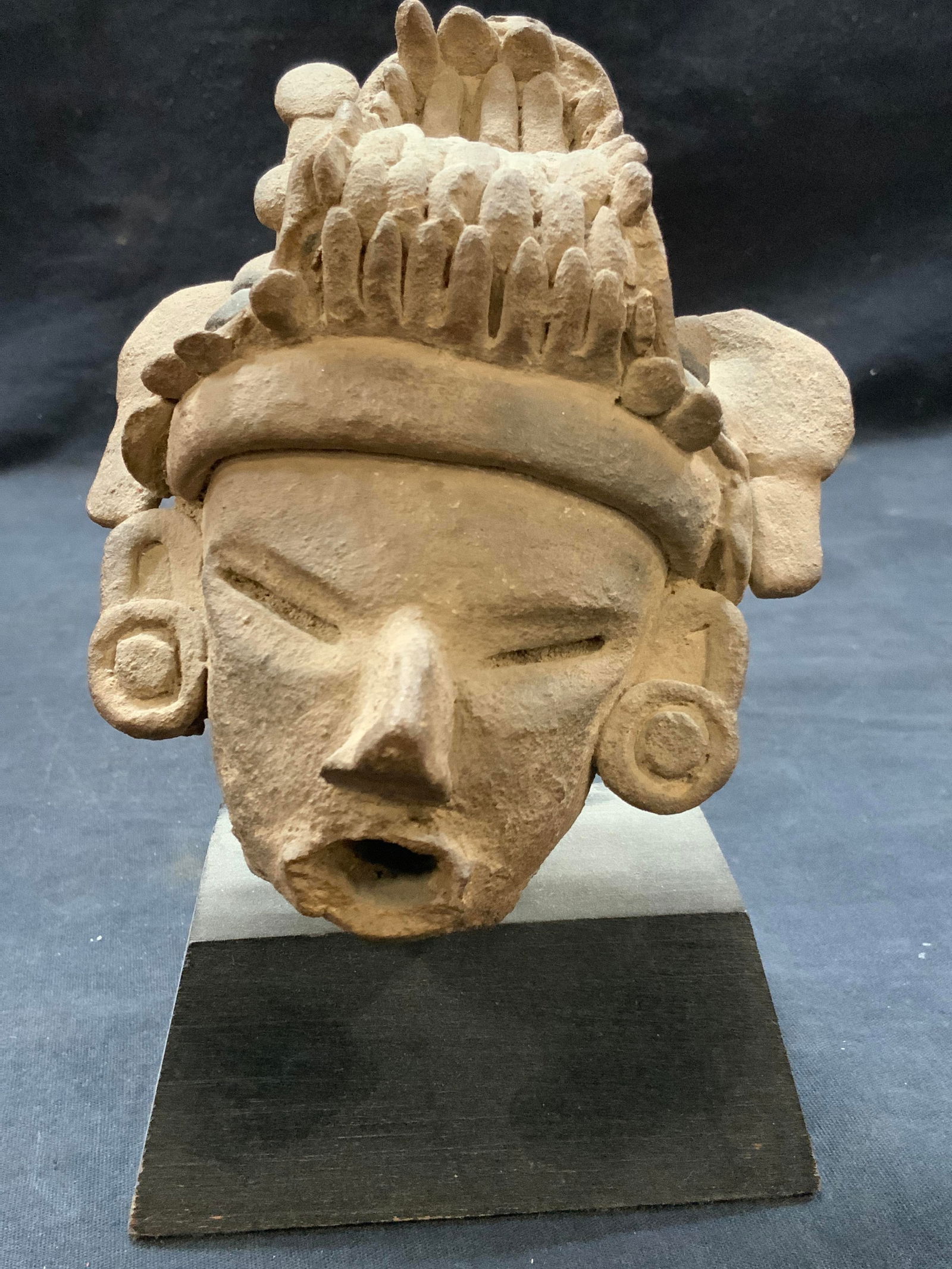 Antique Clay Tribal Deity Head On Stand (1 of 10)