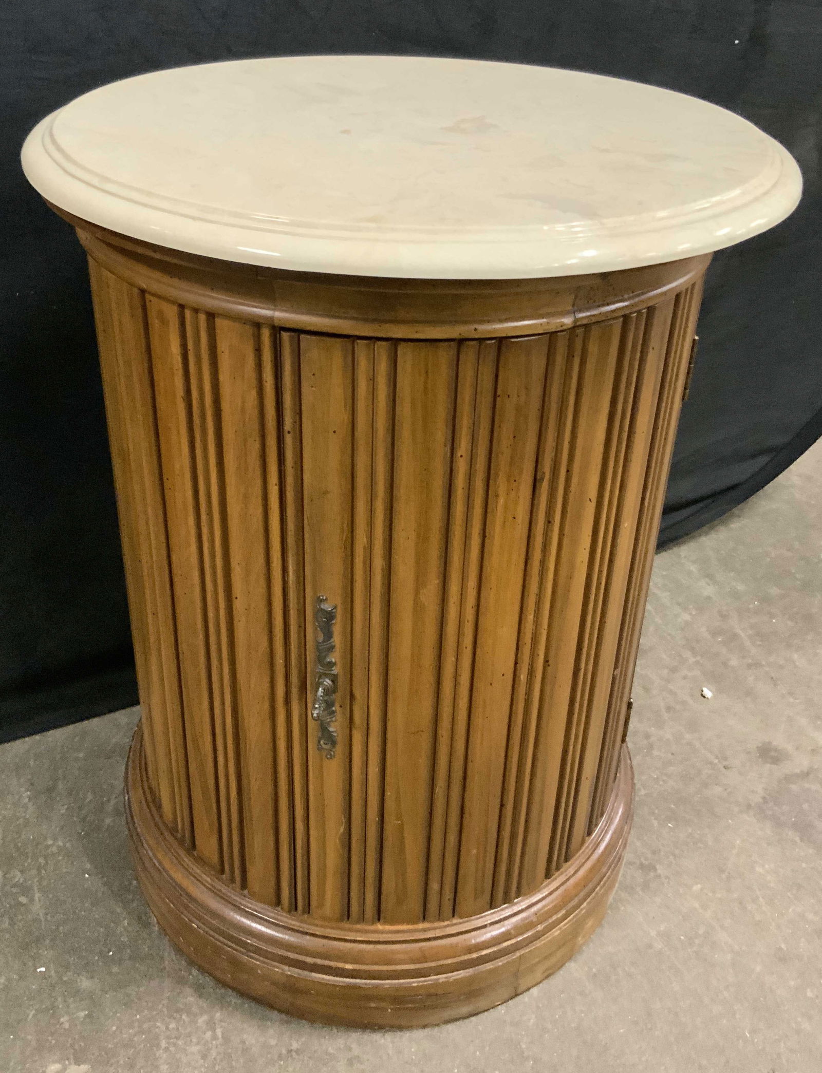 Vintage Marble Top Fluted Side Table W/ Storage (1 of 13)