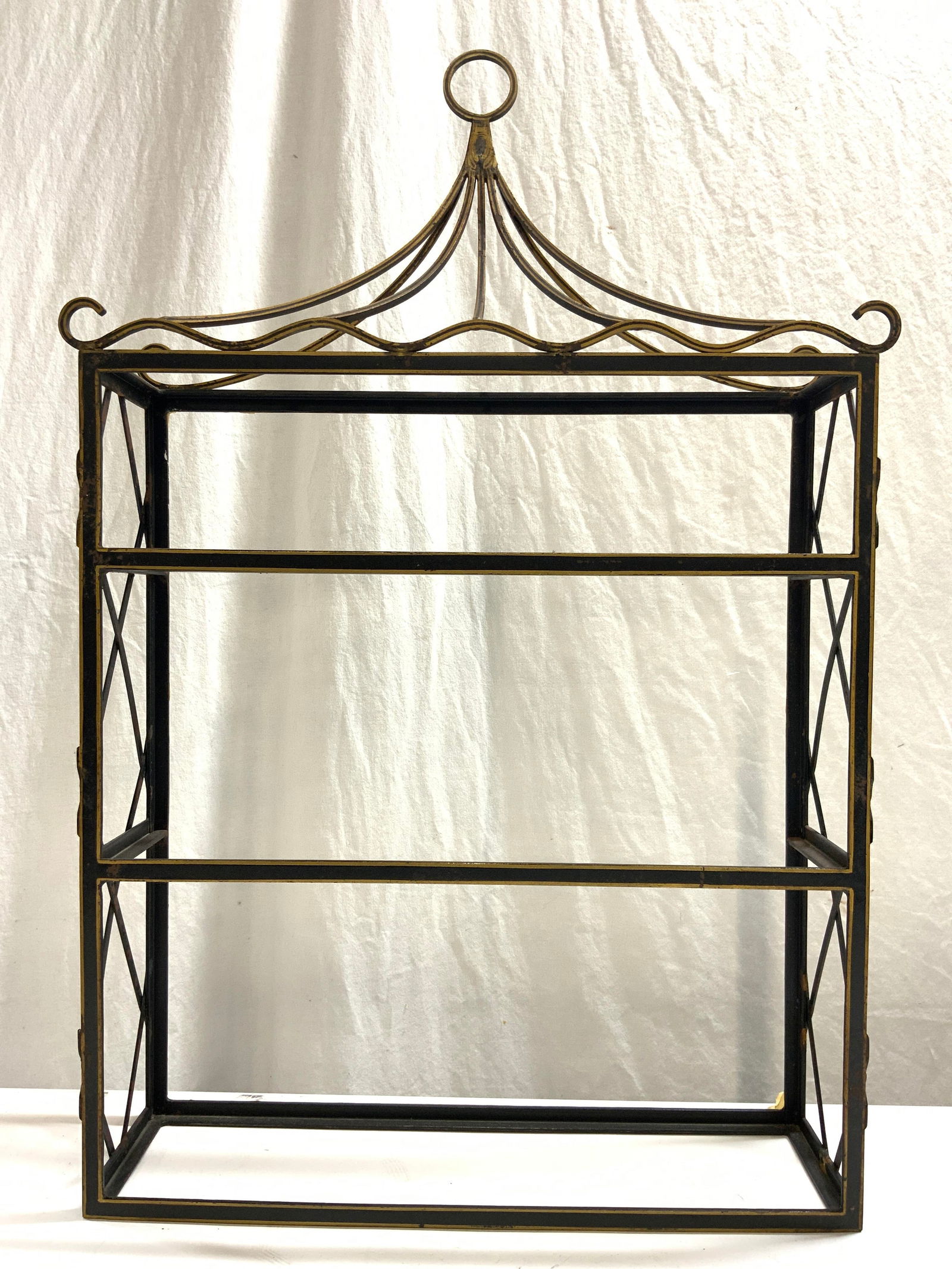 Antique Gilded Black Painted Iron Wall Display (1 of 8)