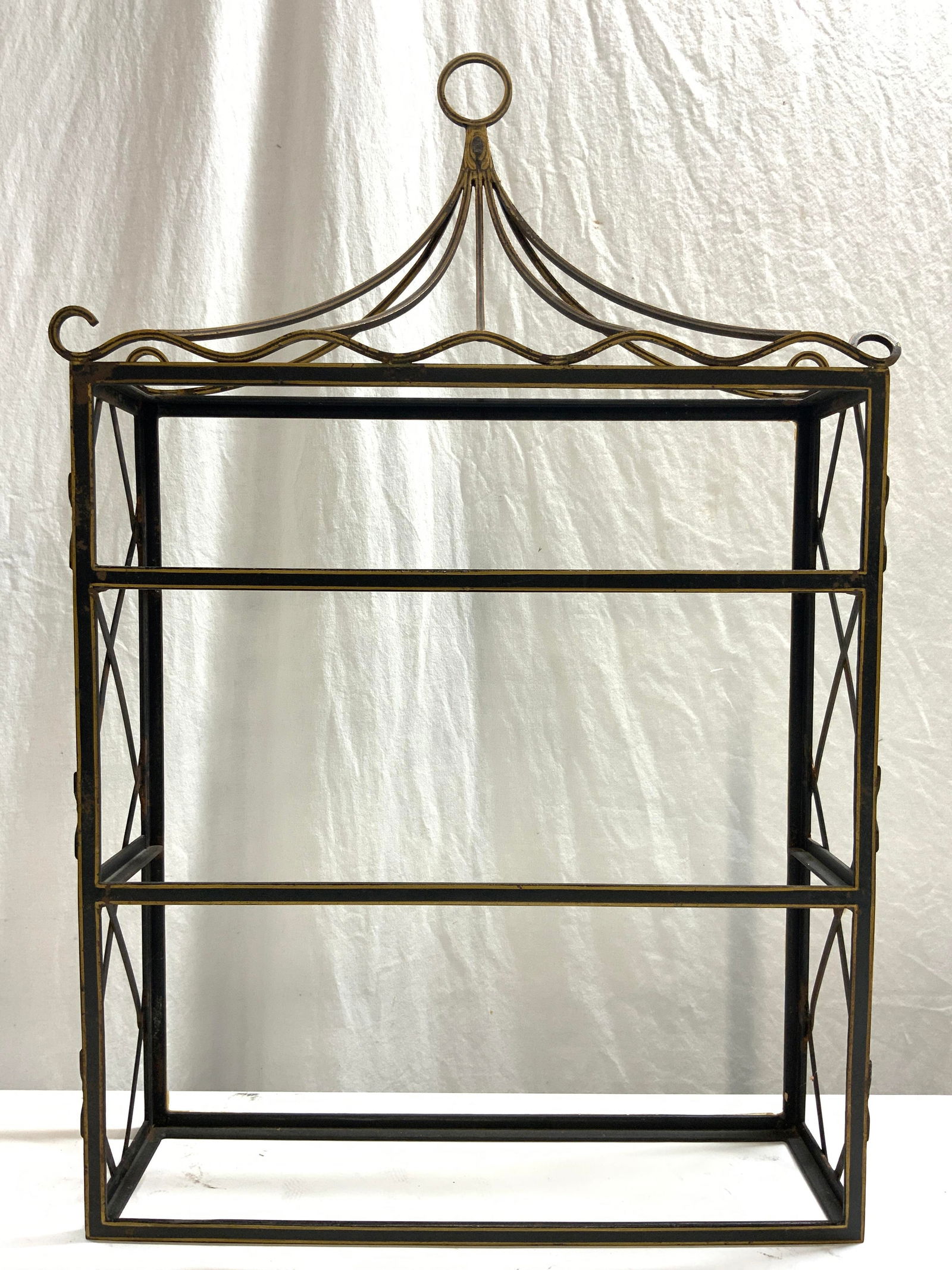 Antique Gilded Black Painted Iron Wall Display (1 of 8)