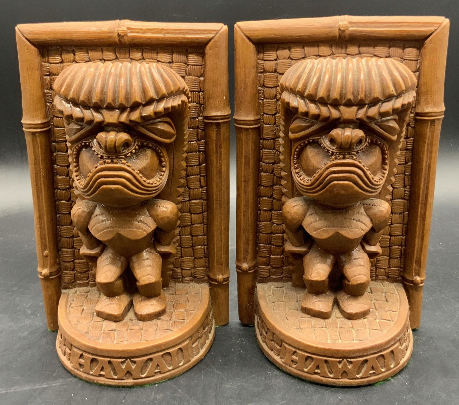 Pair Vtg COCO JOES Tiki Statue Bookends, Hawaii (1 of 7)