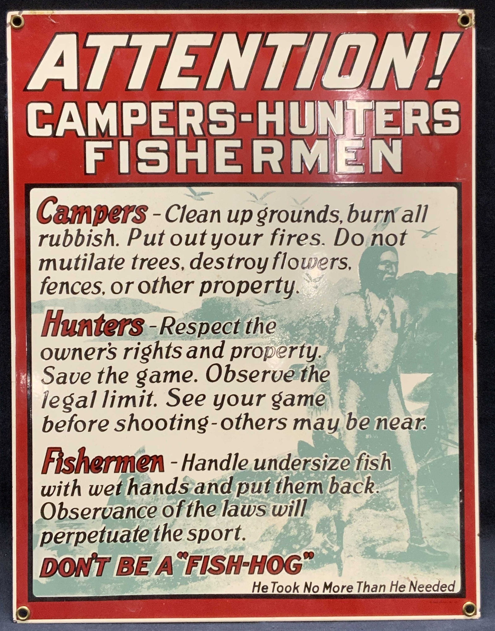 Vintage Metal Attention Hunters Sign (1 of 6)