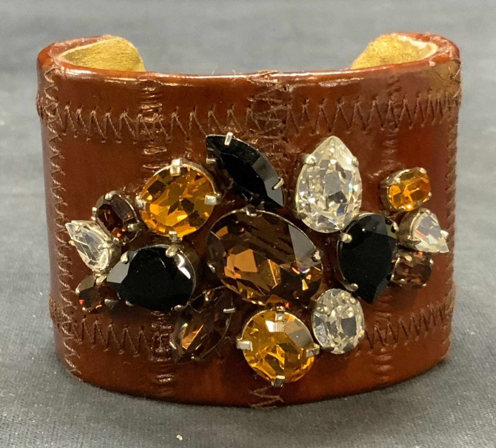 Ted Rossi NYC Leather Crystal Cuff Bracelet (1 of 6)