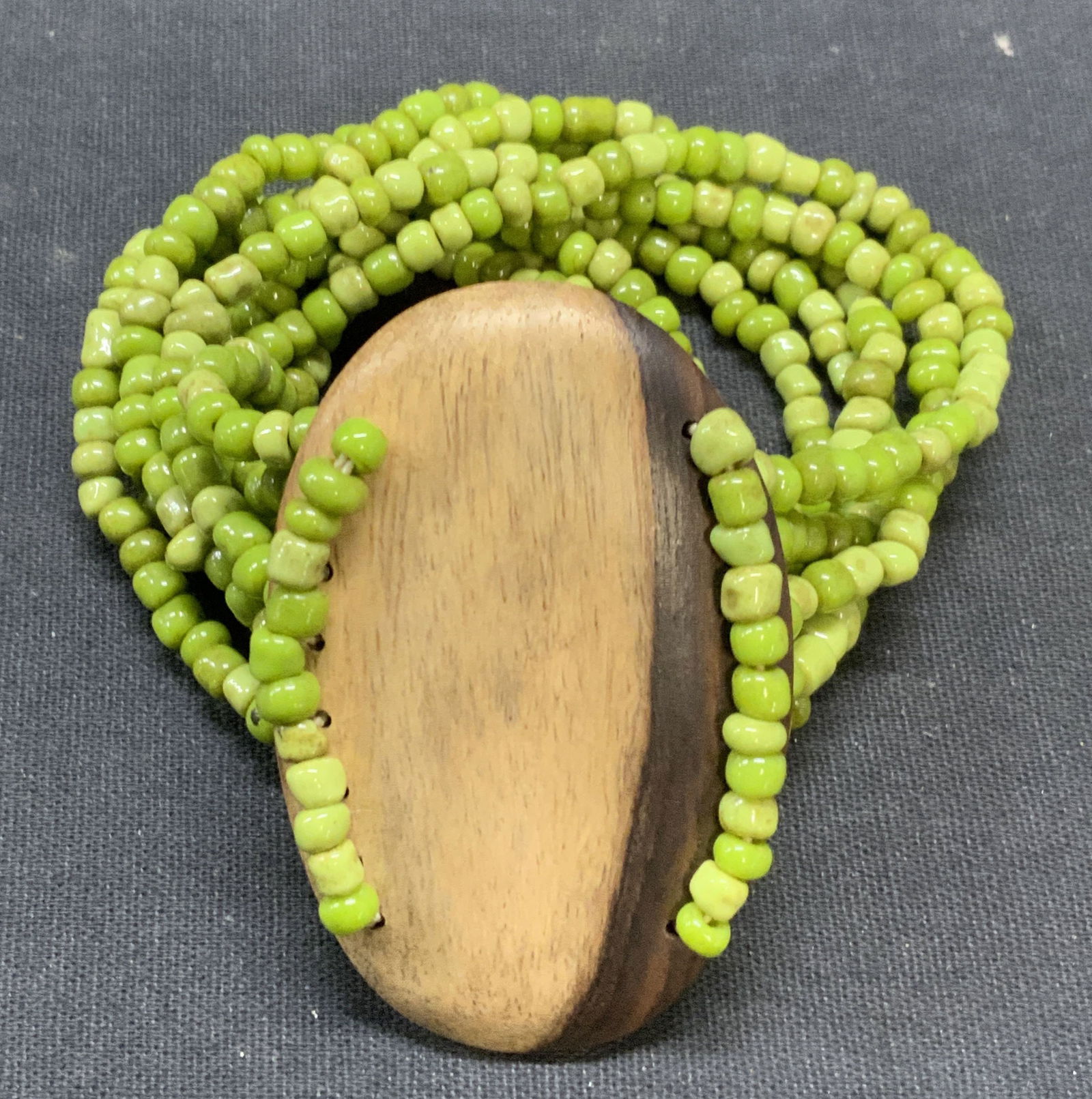 Green Multi Strand Wood Pendant Bracelet (1 of 6)